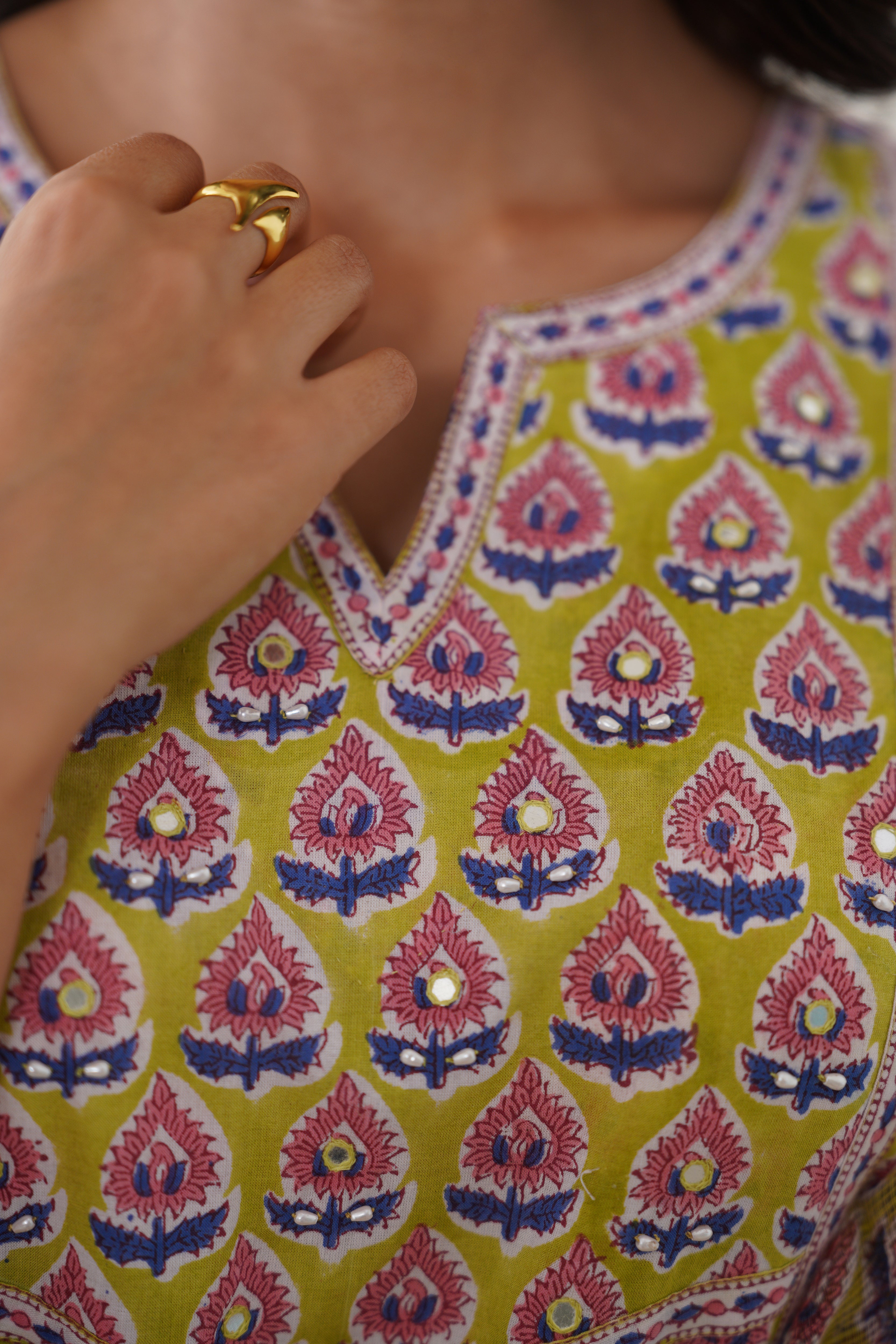 Green Kelsey Embroidered Kurta Set of 3