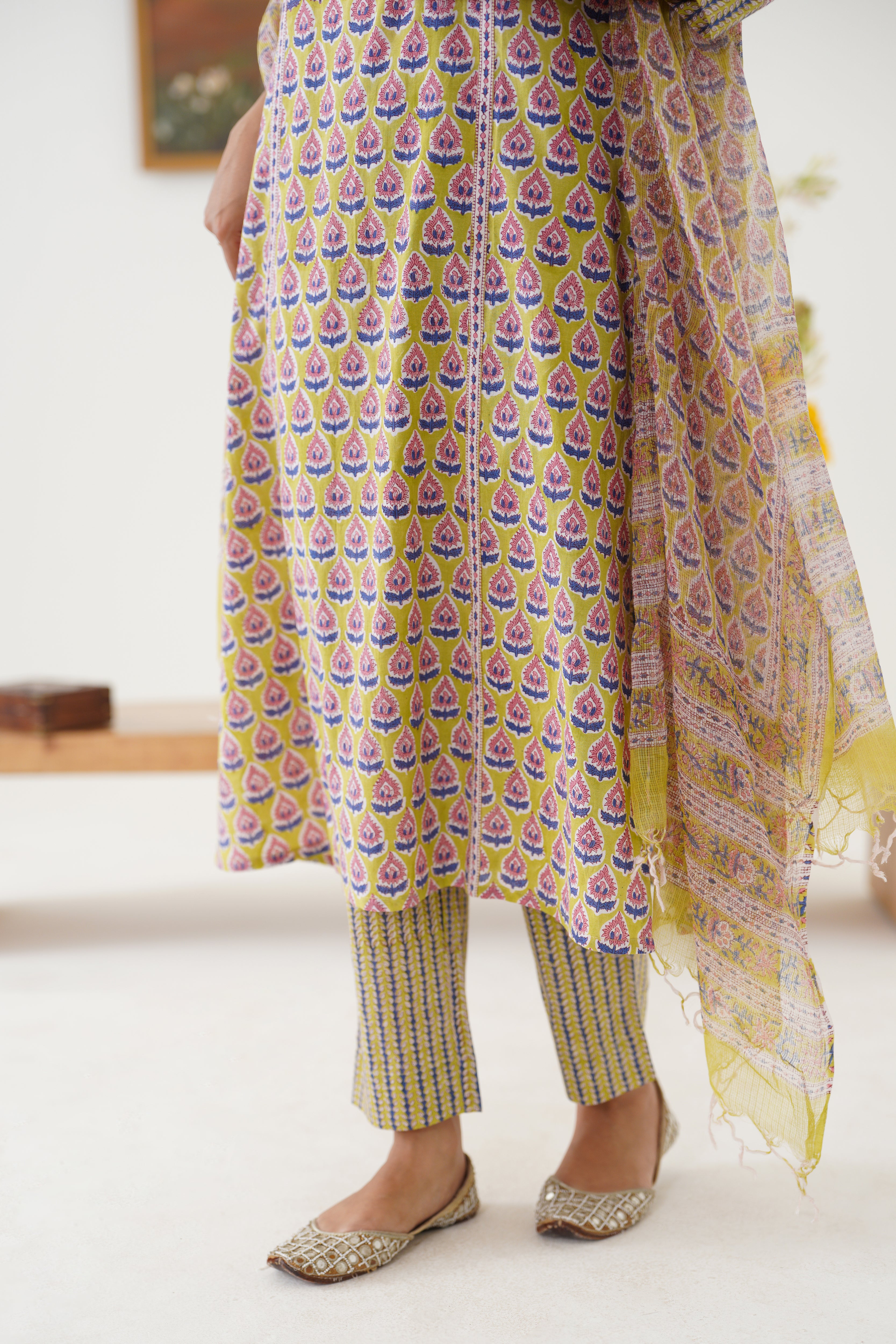 Green Kelsey Embroidered Kurta Set of 3