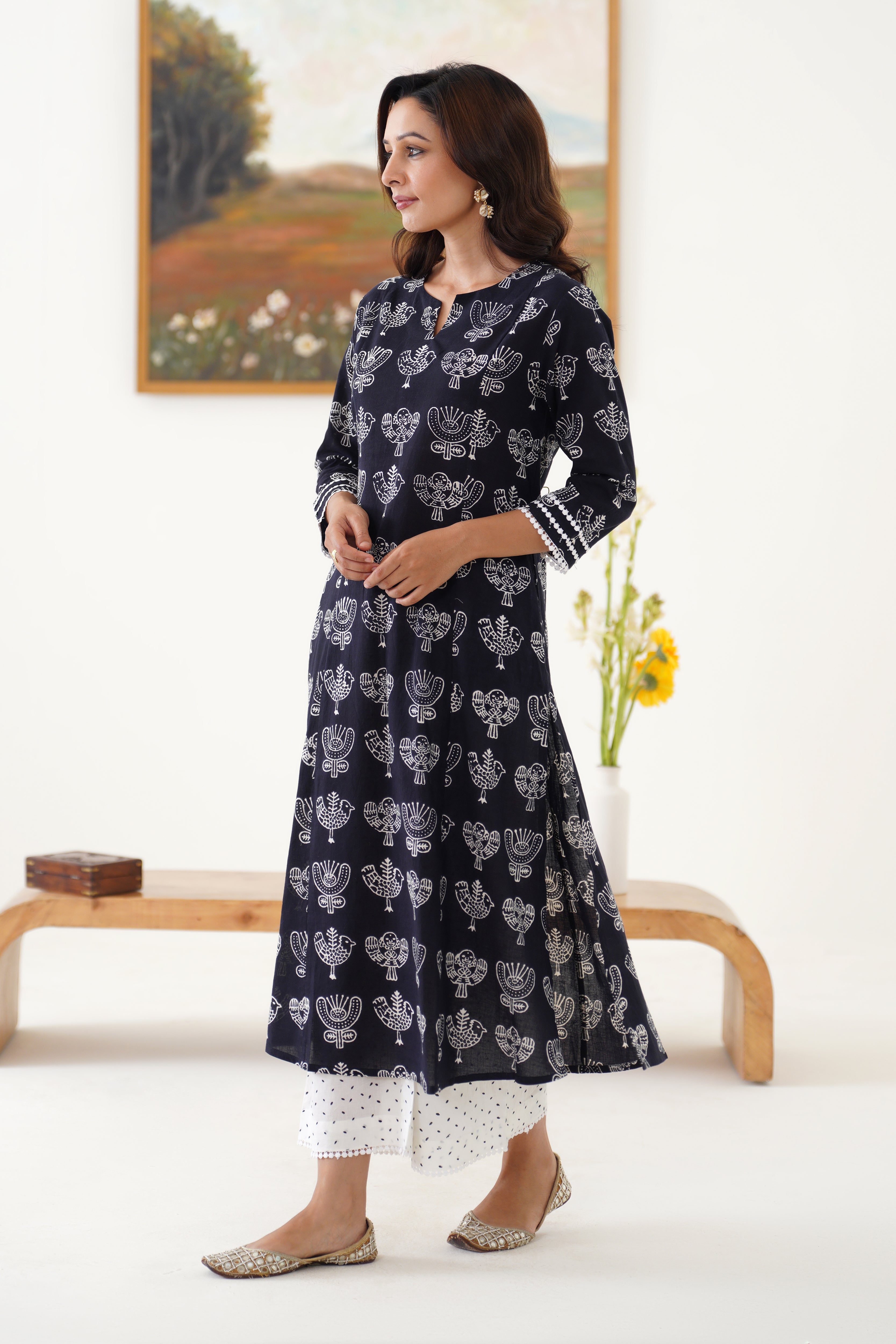 Black Becca Motifs Kurta Set of 2