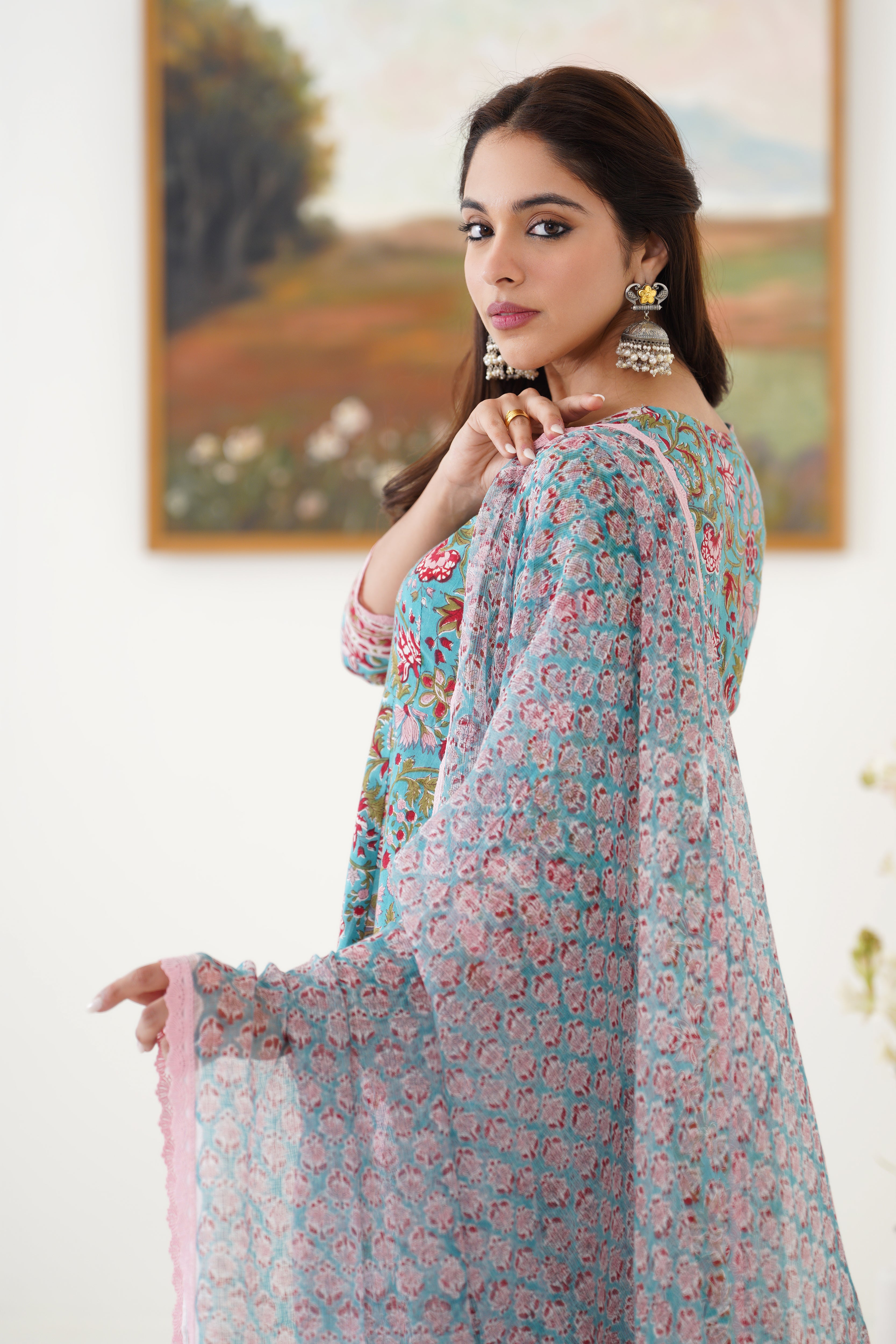 Blue Edith Anarkali Set of 3