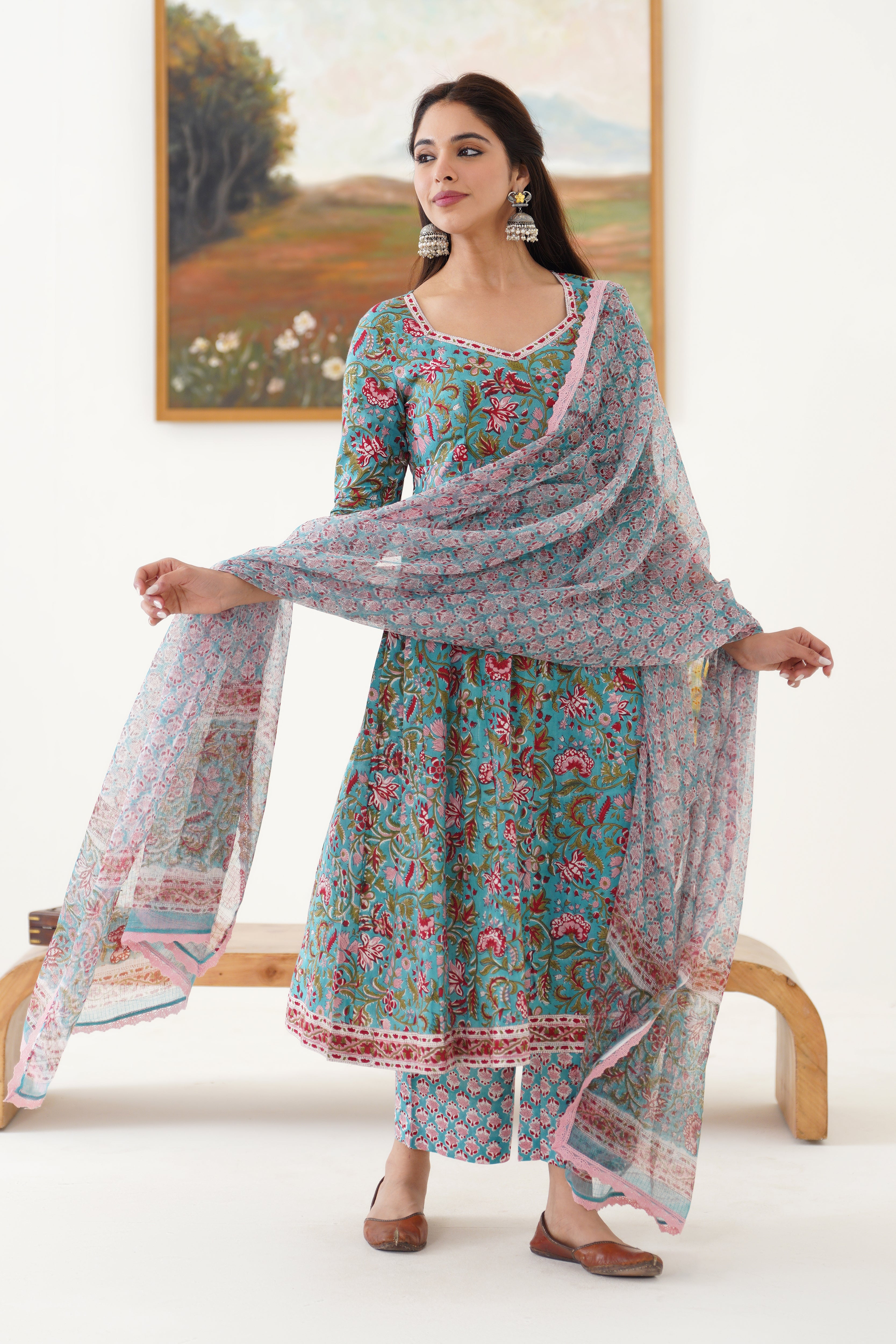 Blue Edith Anarkali Set of 3