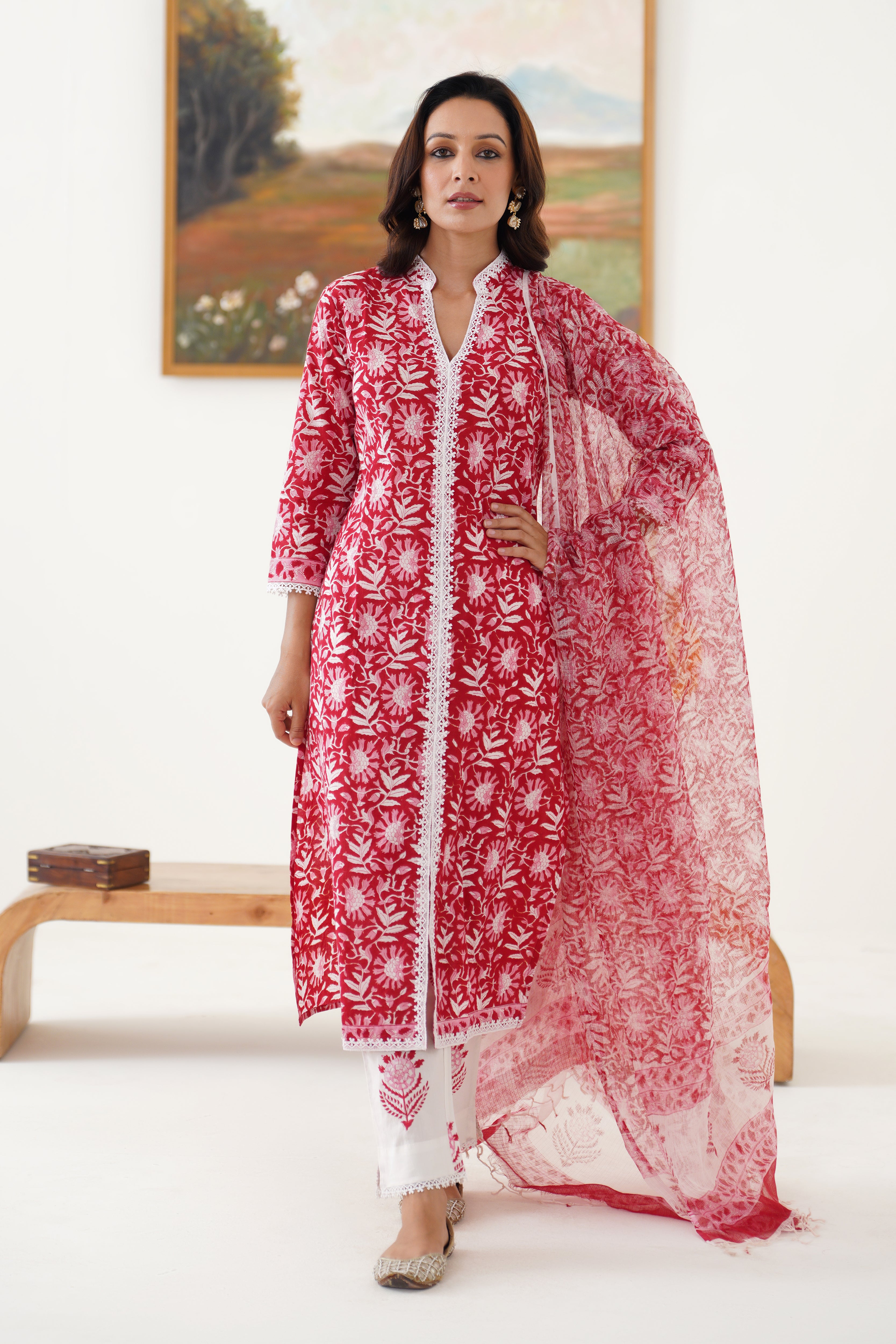 Red Rosemary Kurta Set of 3