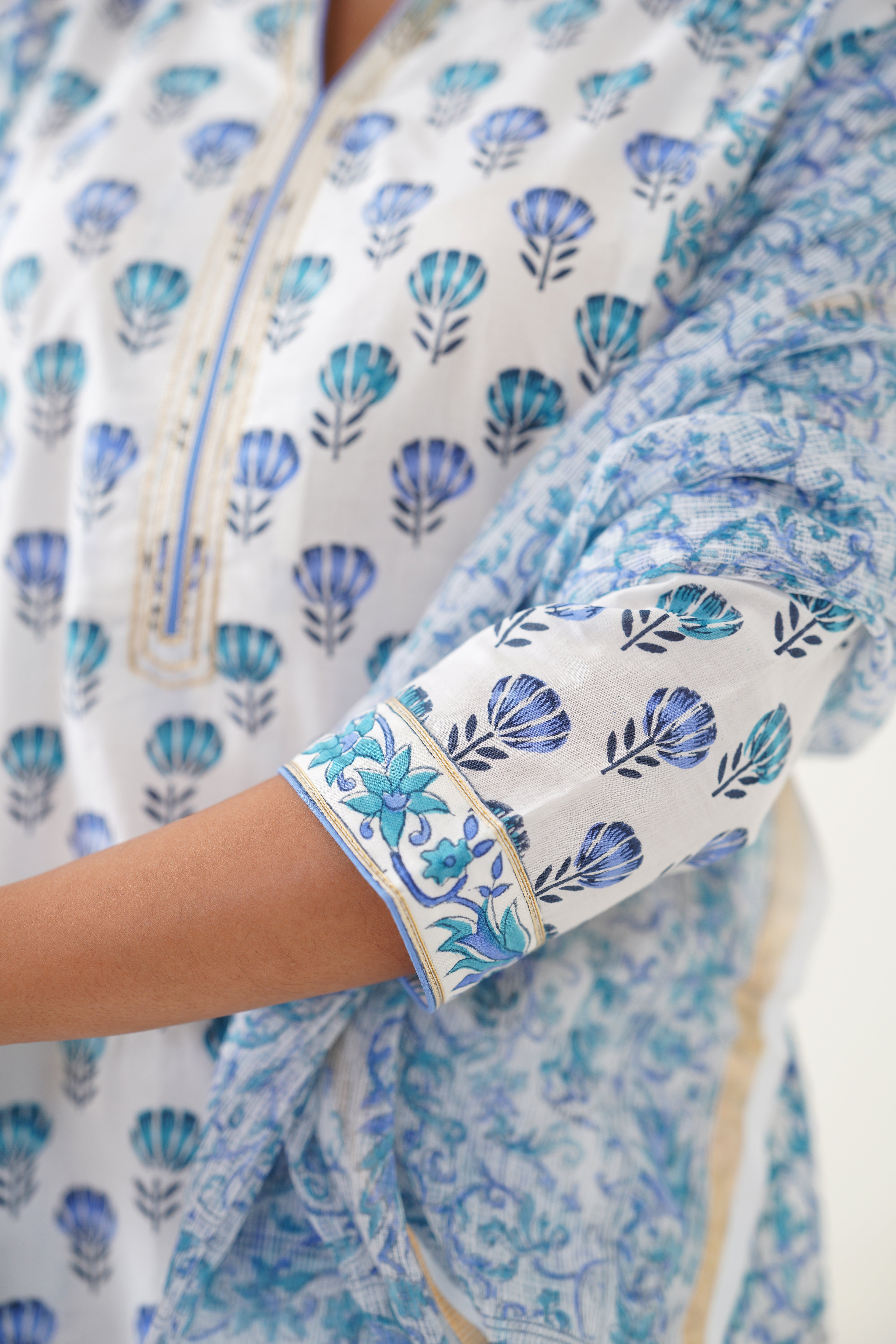 Blue Azalea Floral Kurta Set of 3