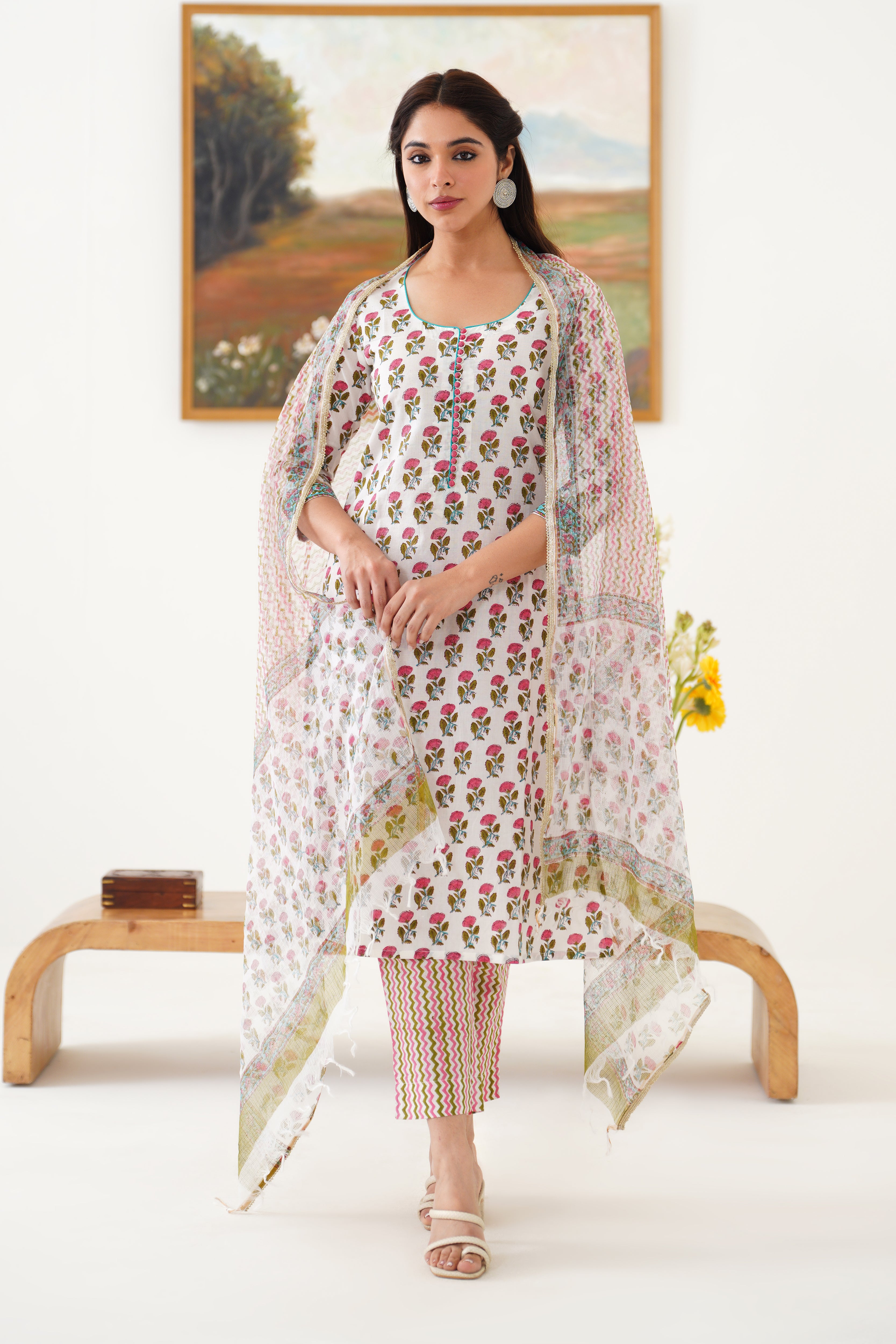 Pink Rosalyn Kurta Set of 3