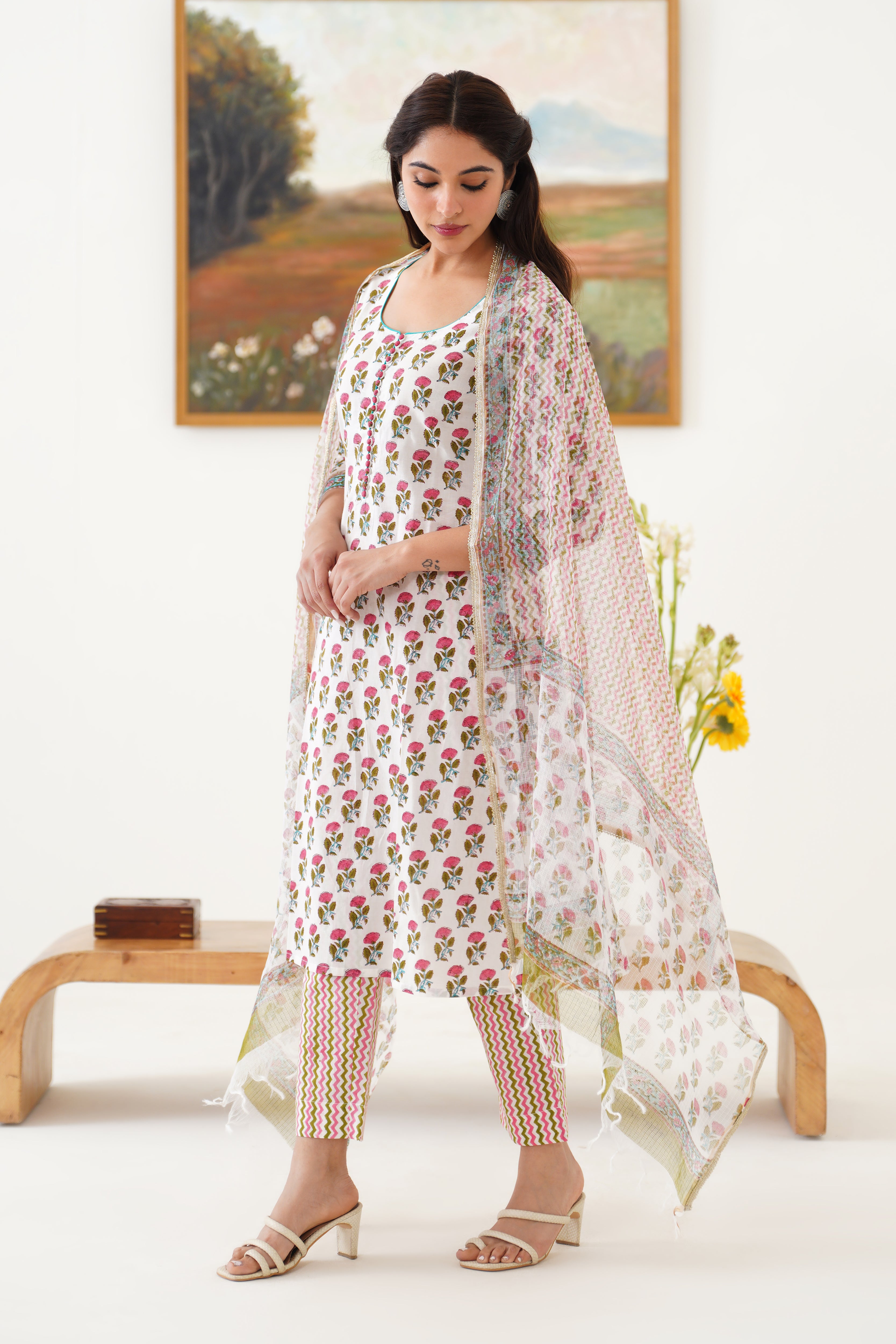 Pink Rosalyn Kurta Set of 3