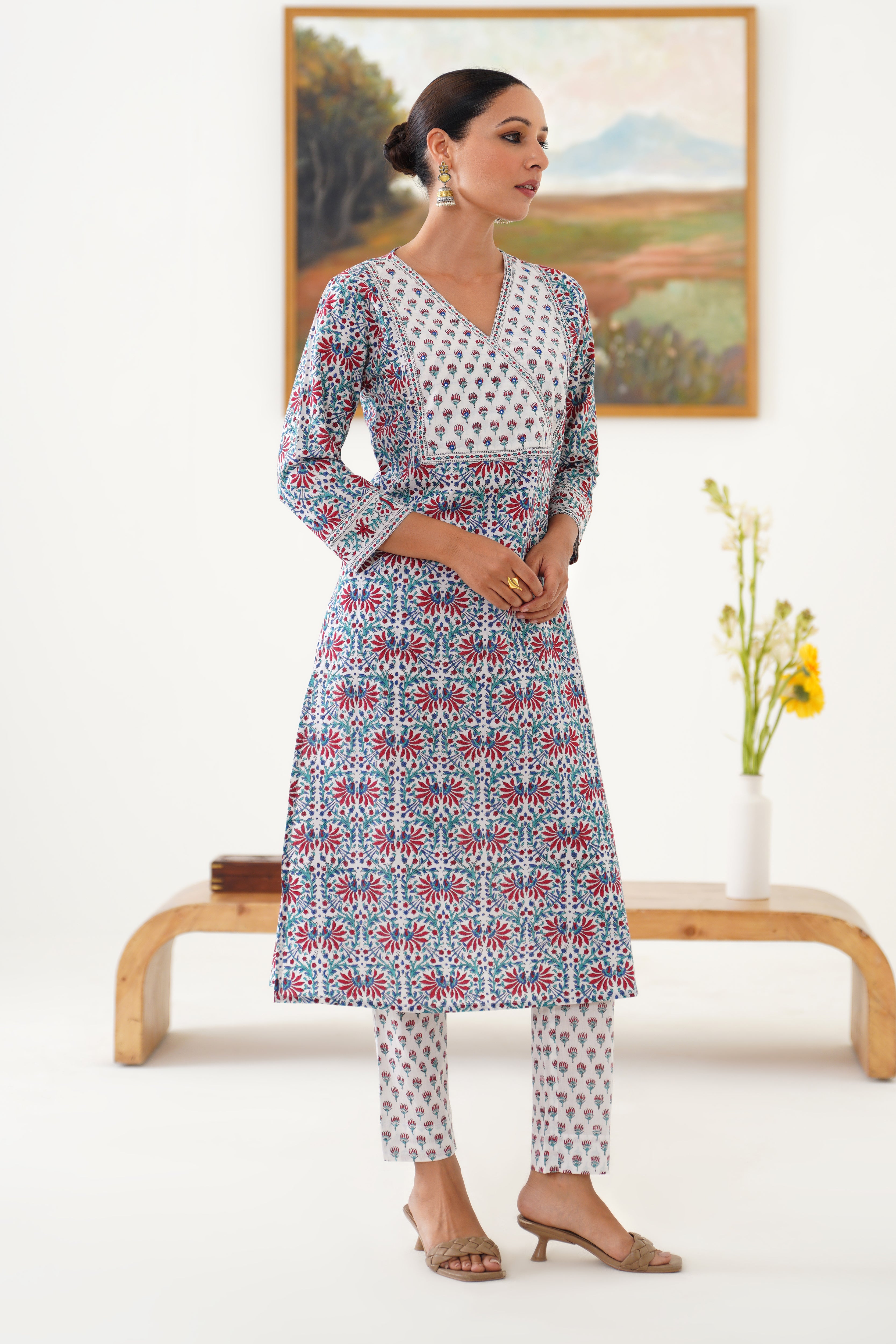 White Beverly Embroidered Kurta Set of 3