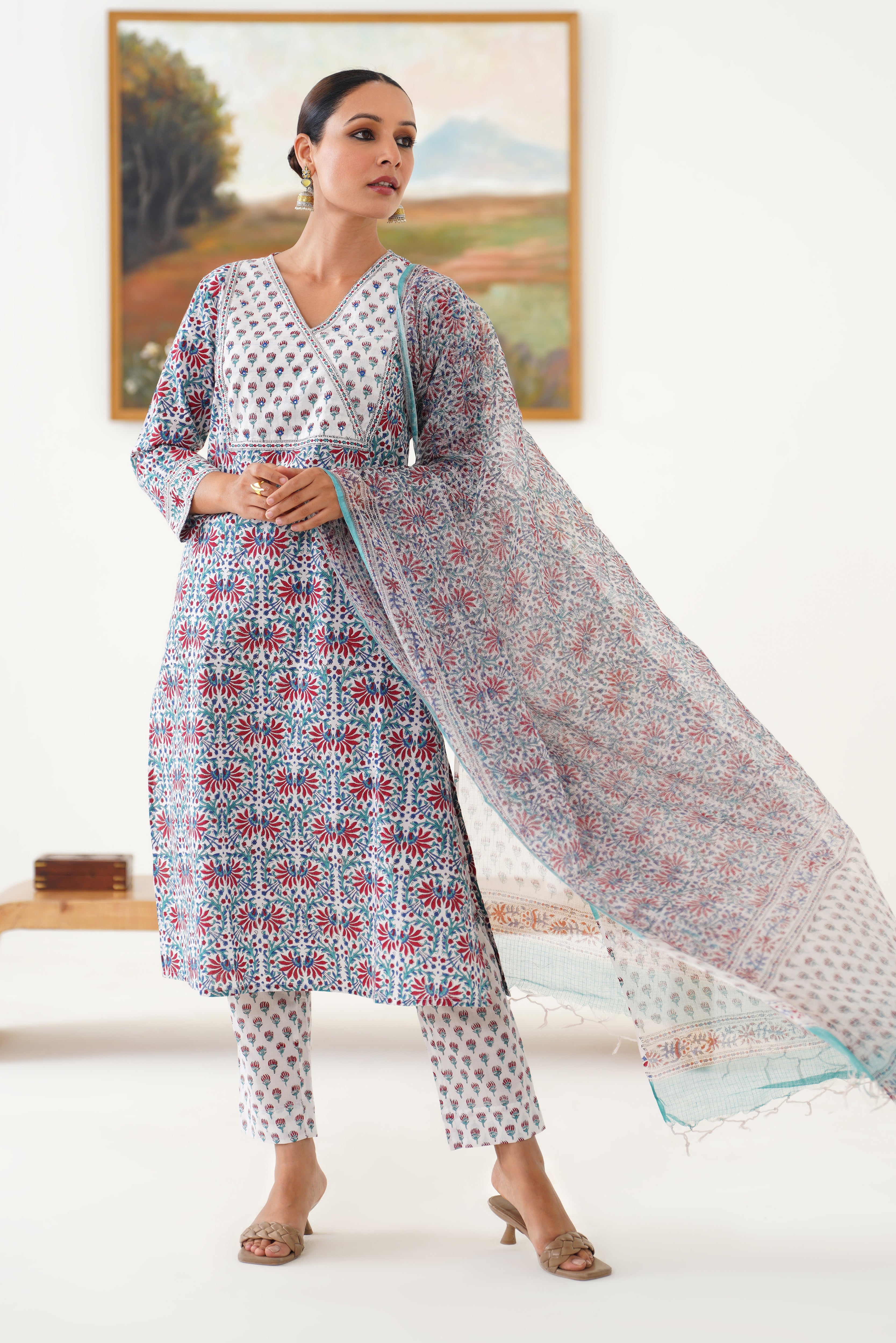 White Beverly Embroidered Kurta Set of 3