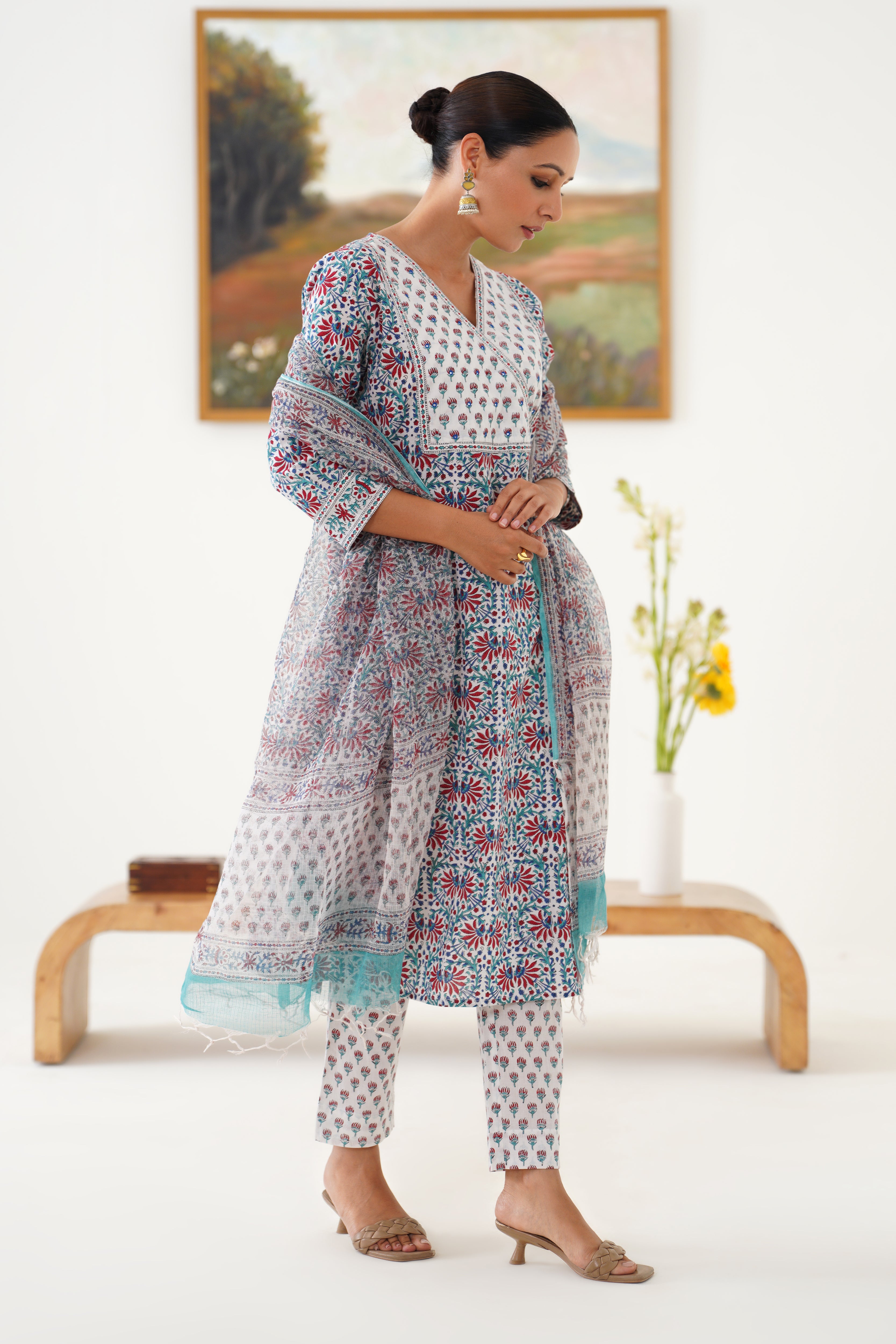 White Beverly Embroidered Kurta Set of 3