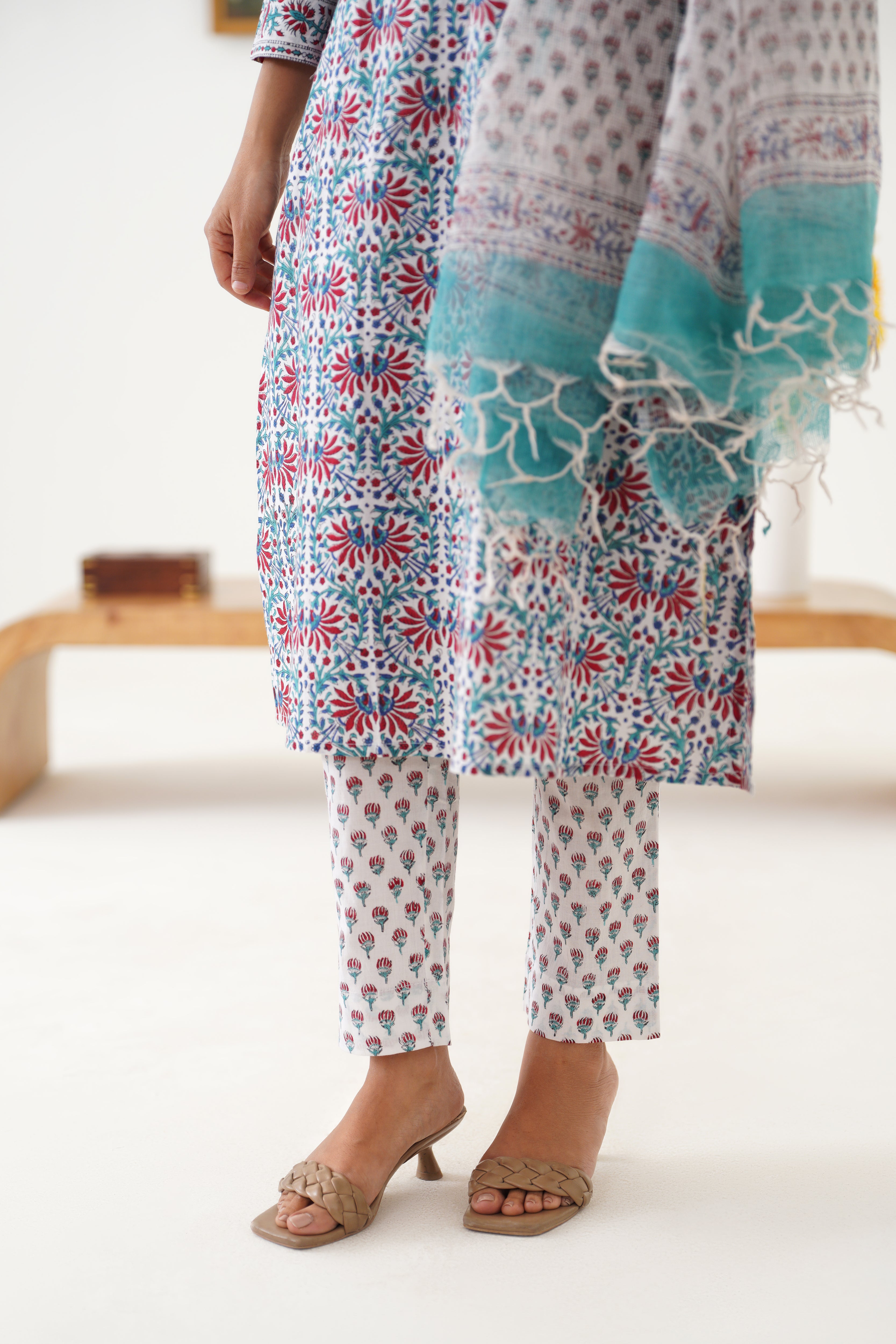 White Beverly Embroidered Kurta Set of 3