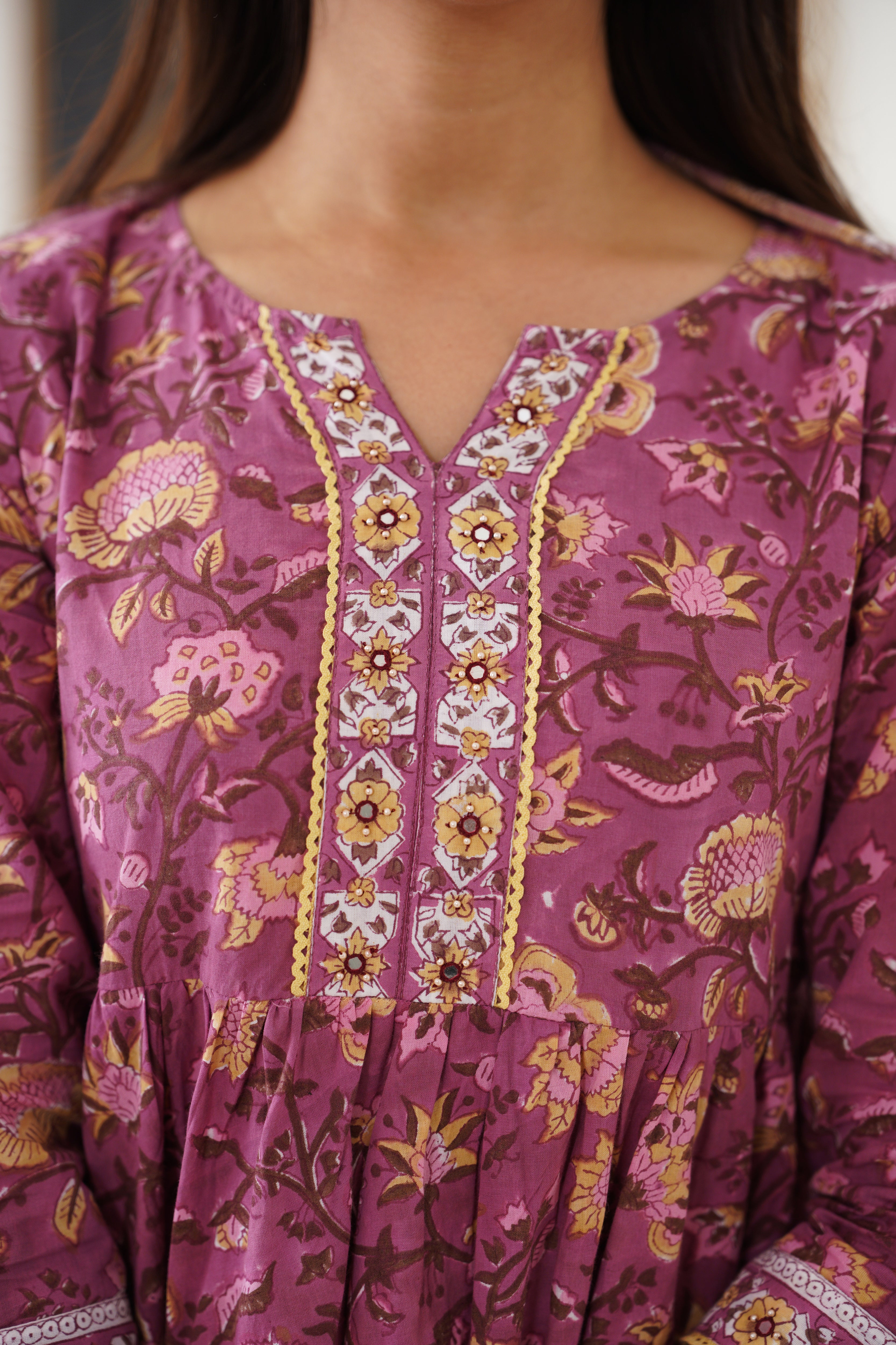 Purple Evelyn Embroidered Anarkali Set of 3