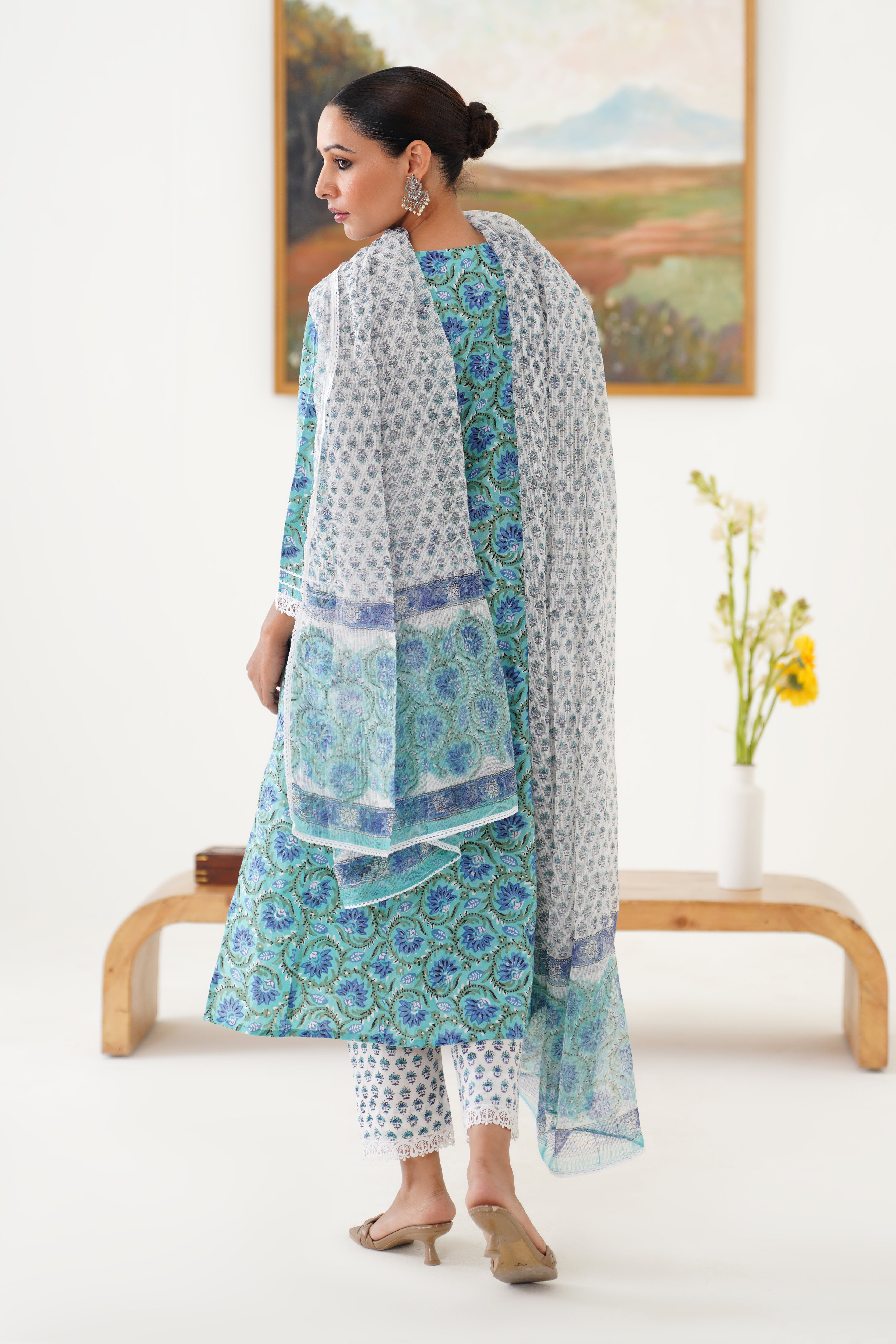 Blue Georgia Kurta Set of 3
