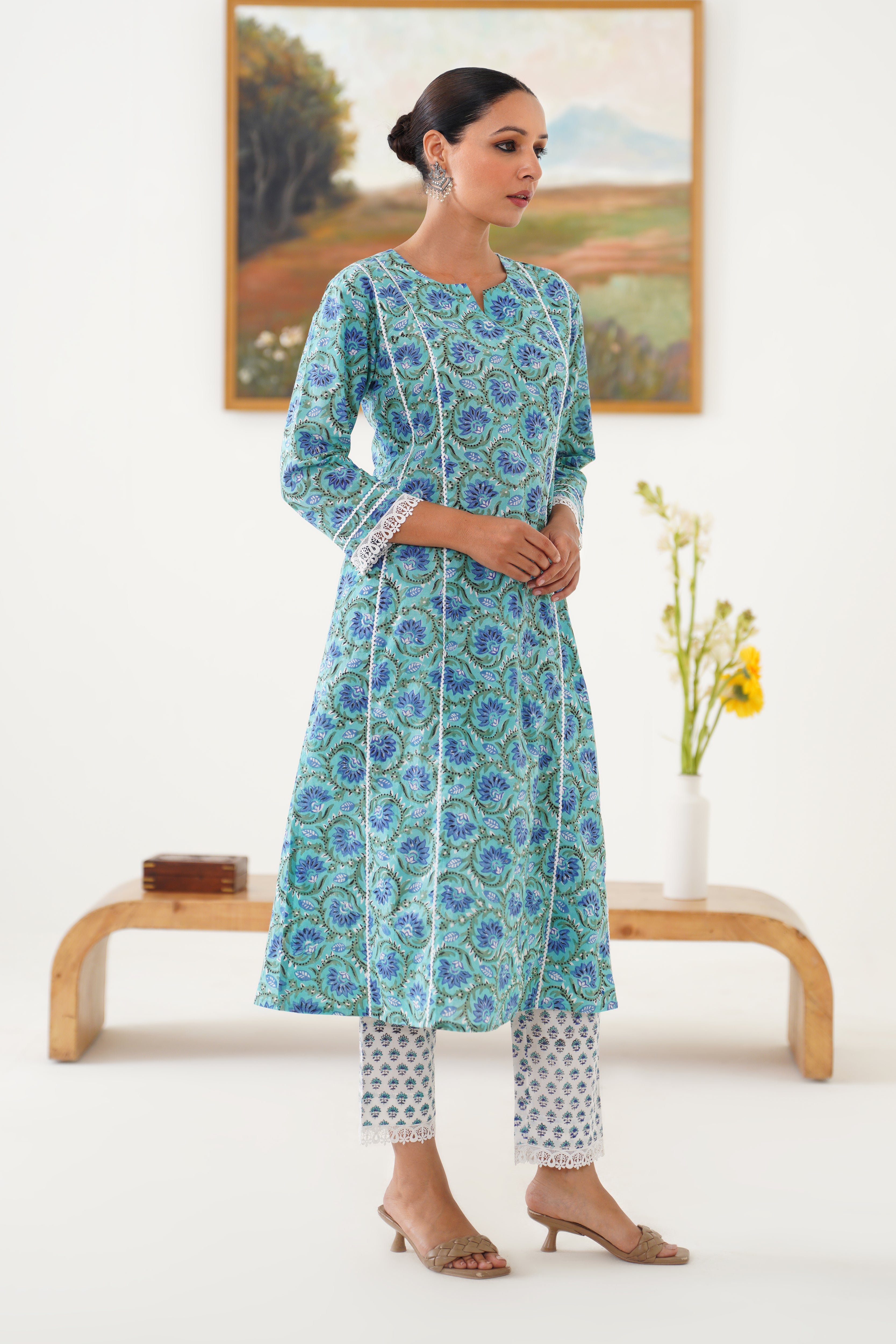 Blue Georgia Kurta Set of 3