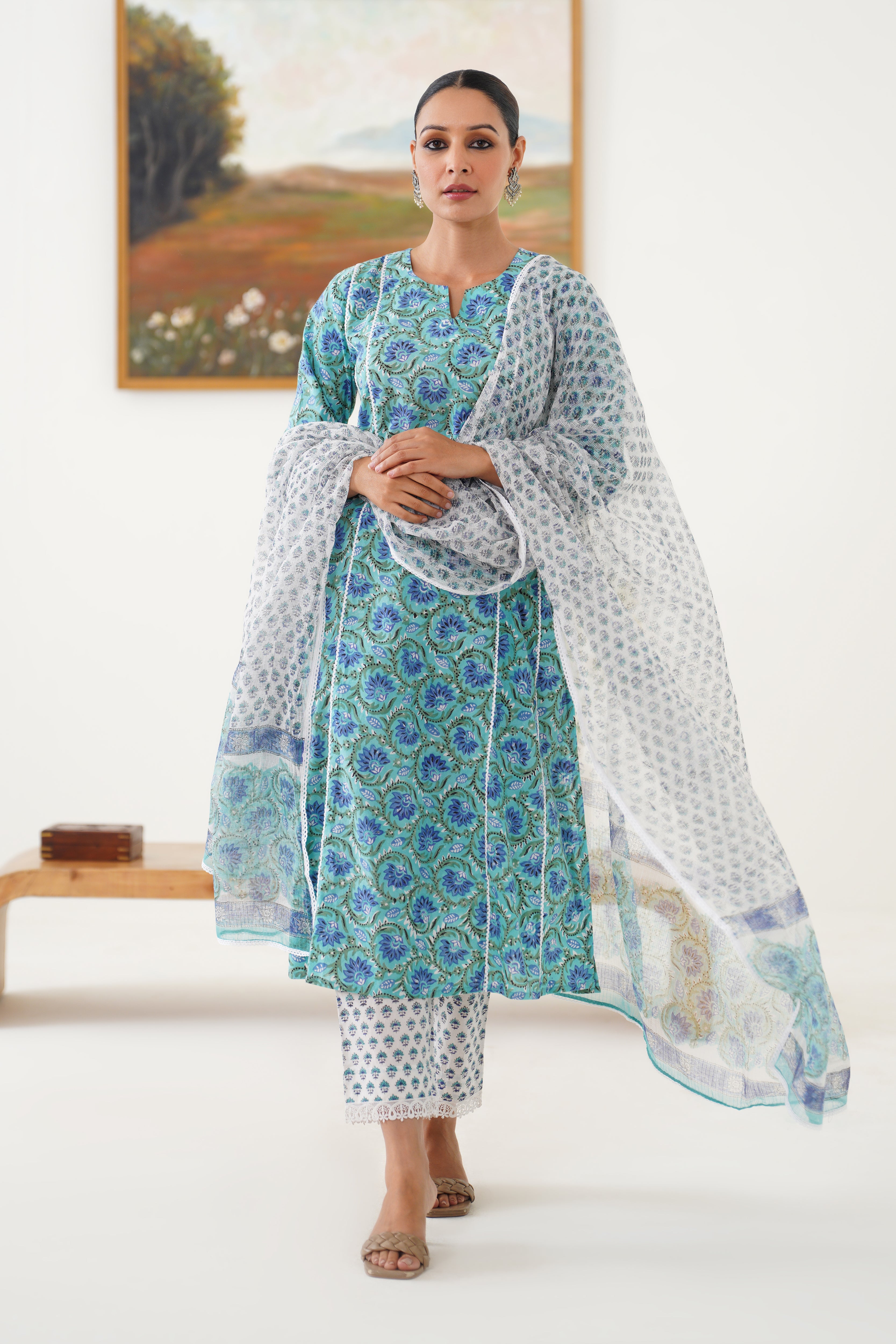 Blue Georgia Kurta Set of 3