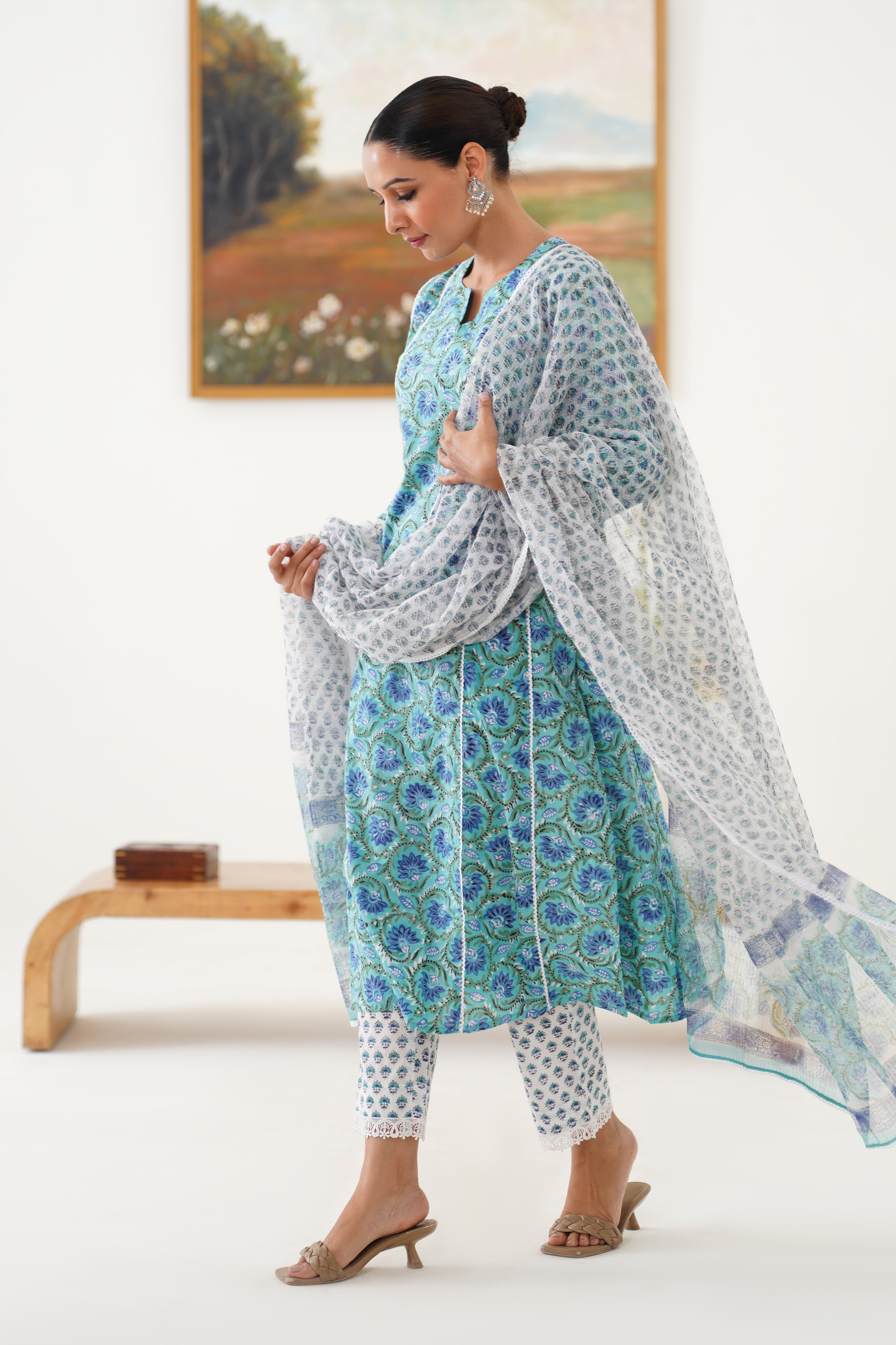 Blue Georgia Kurta Set of 3