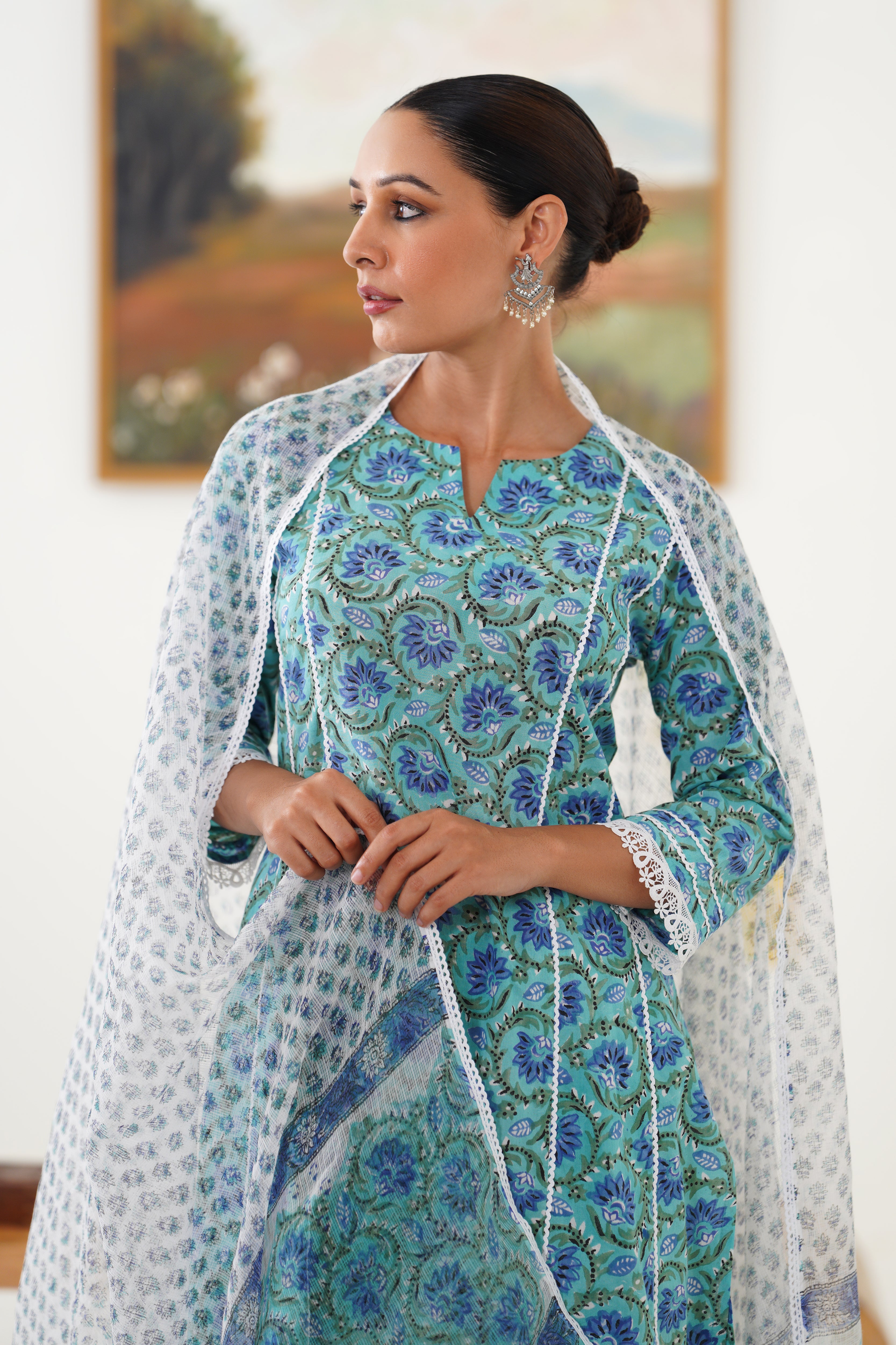 Blue Georgia Kurta Set of 3