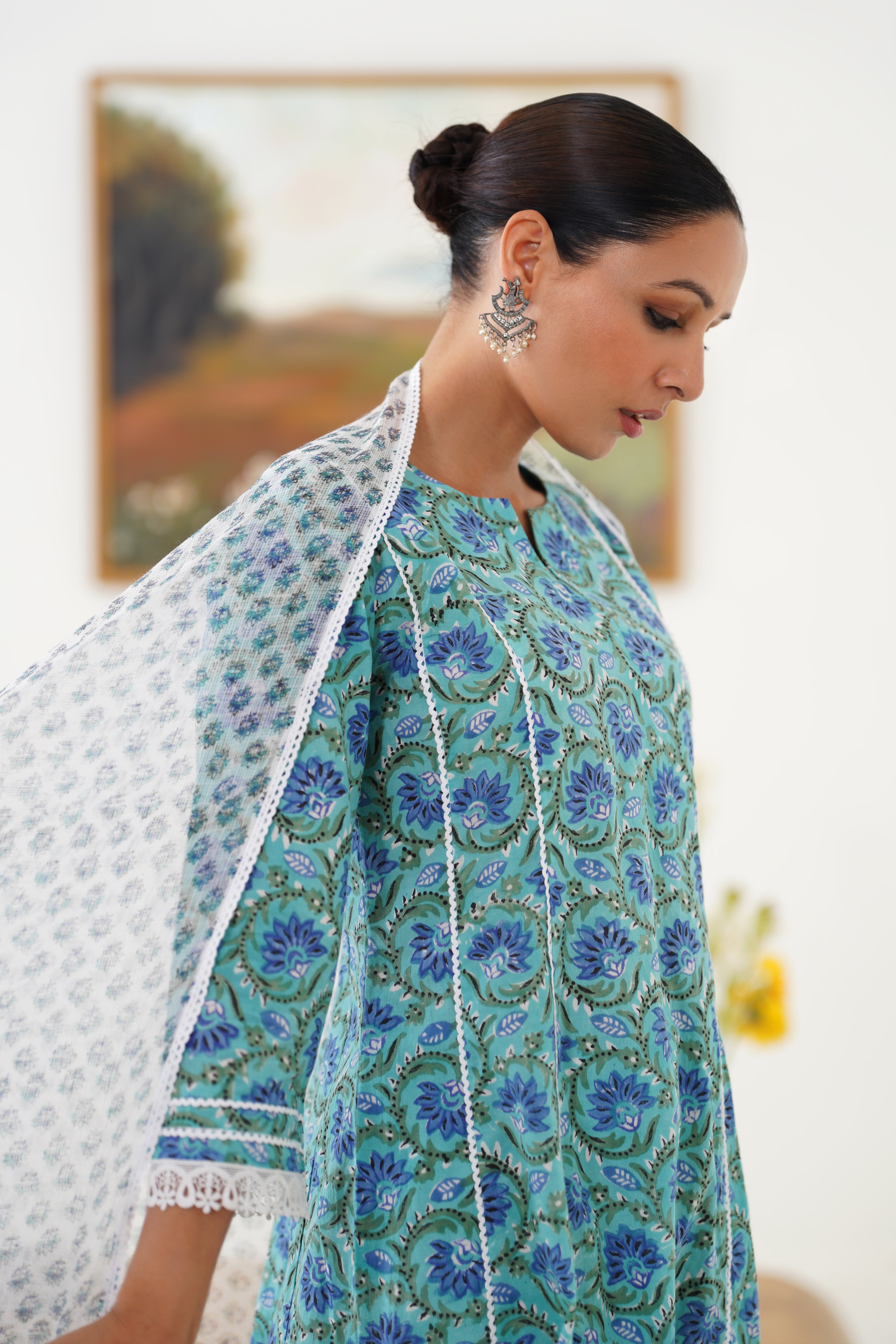 Blue Georgia Kurta Set of 3