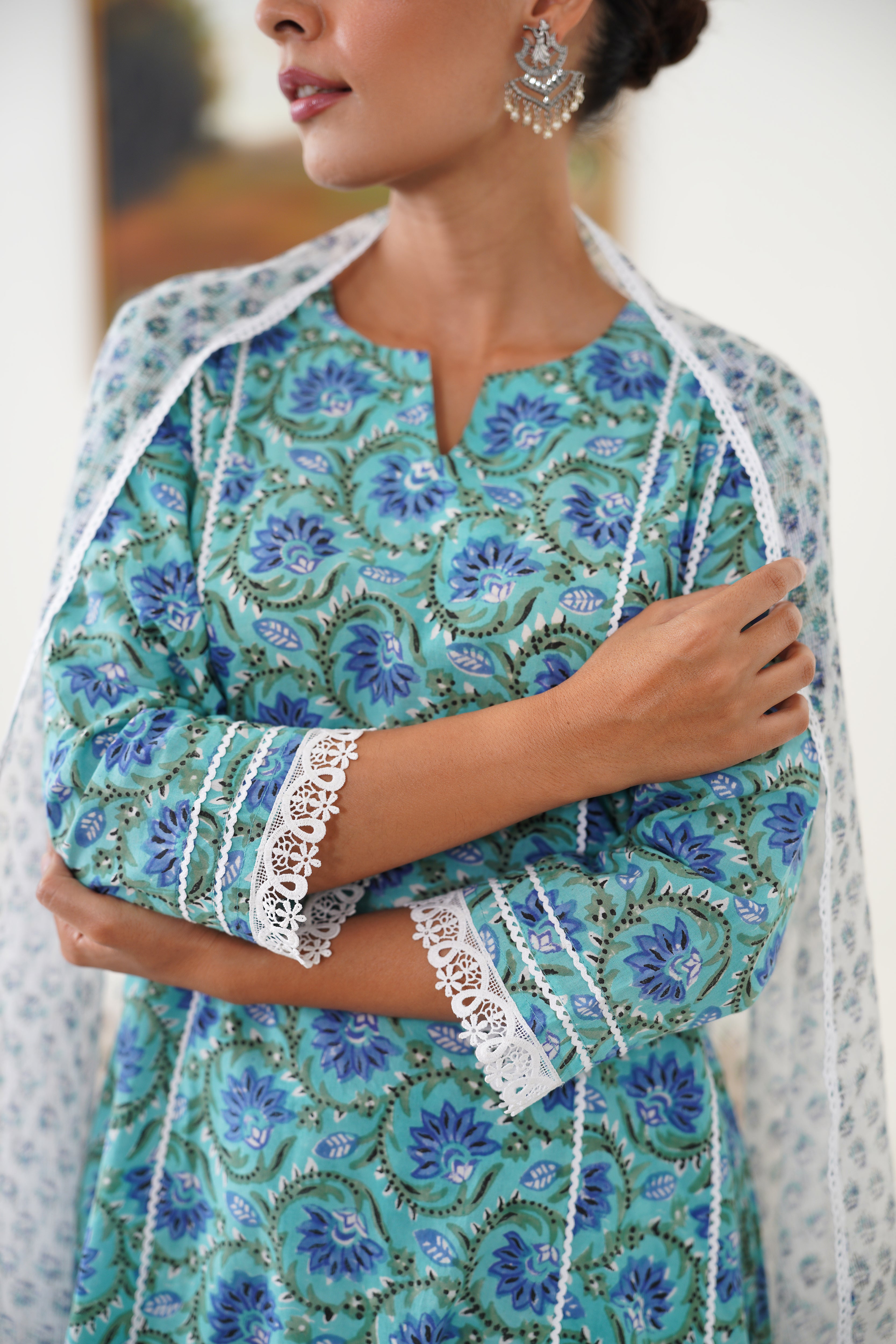 Blue Georgia Kurta Set of 3