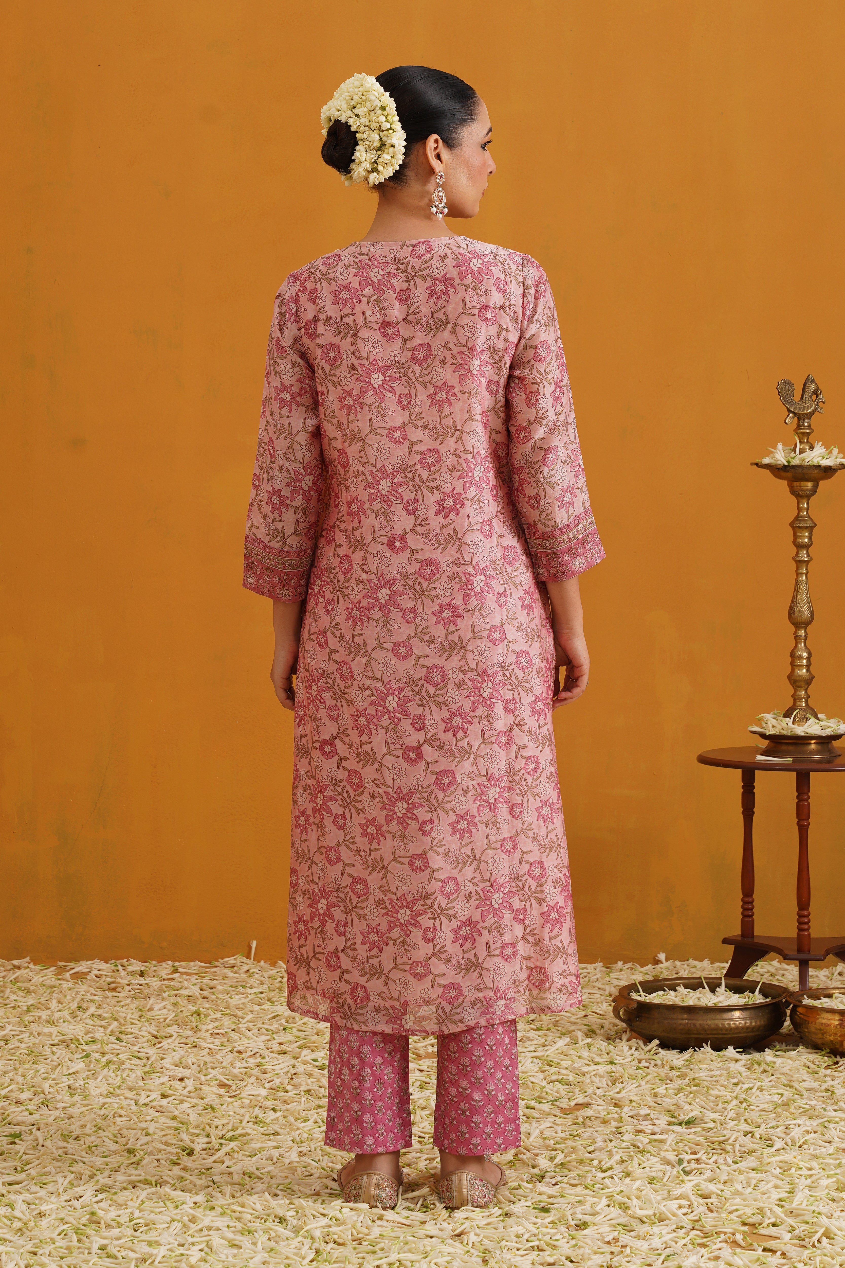 Pink Paloma Embroidered Chanderi Kurta Set of 3