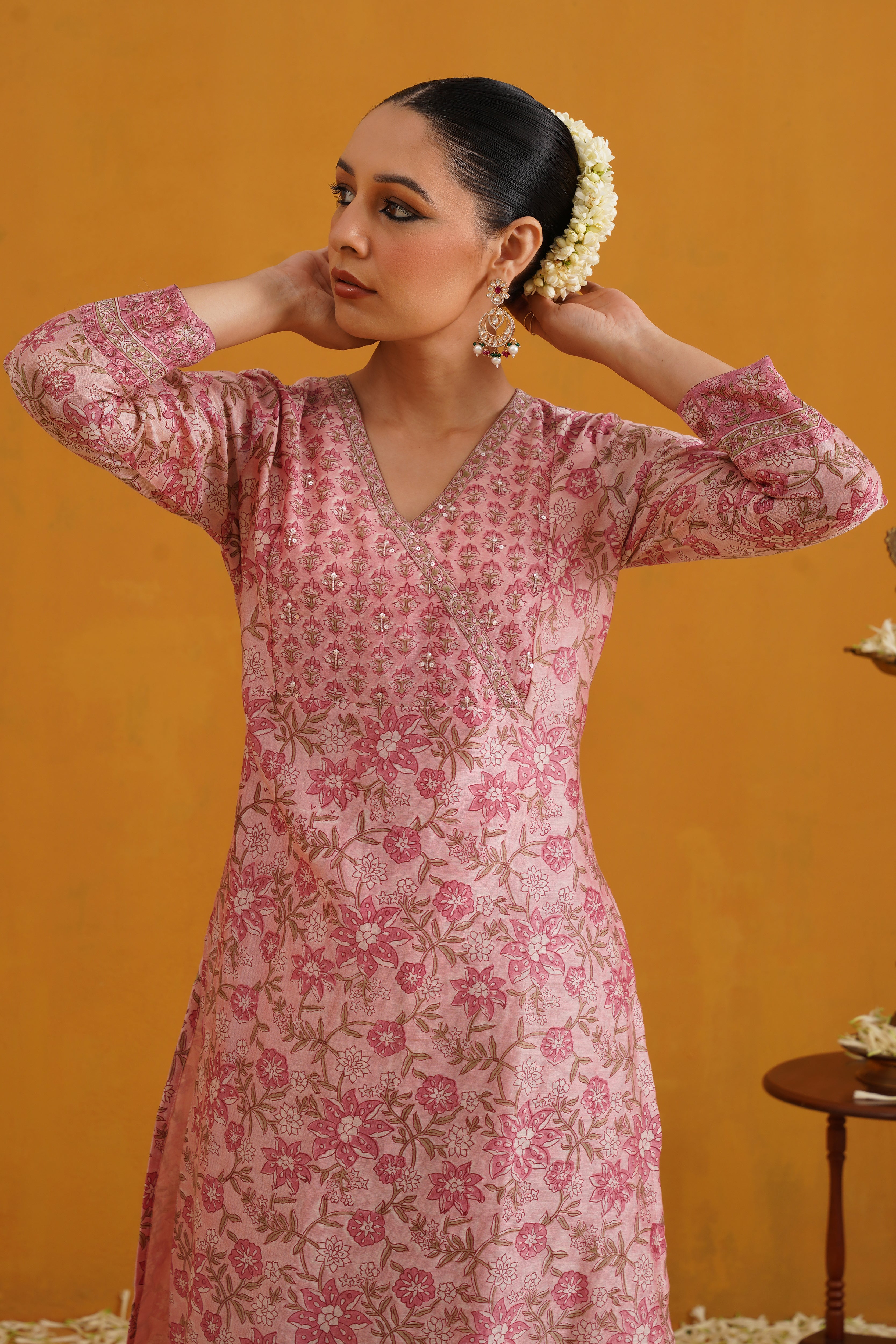 Pink Paloma Embroidered Chanderi Kurta Set of 3