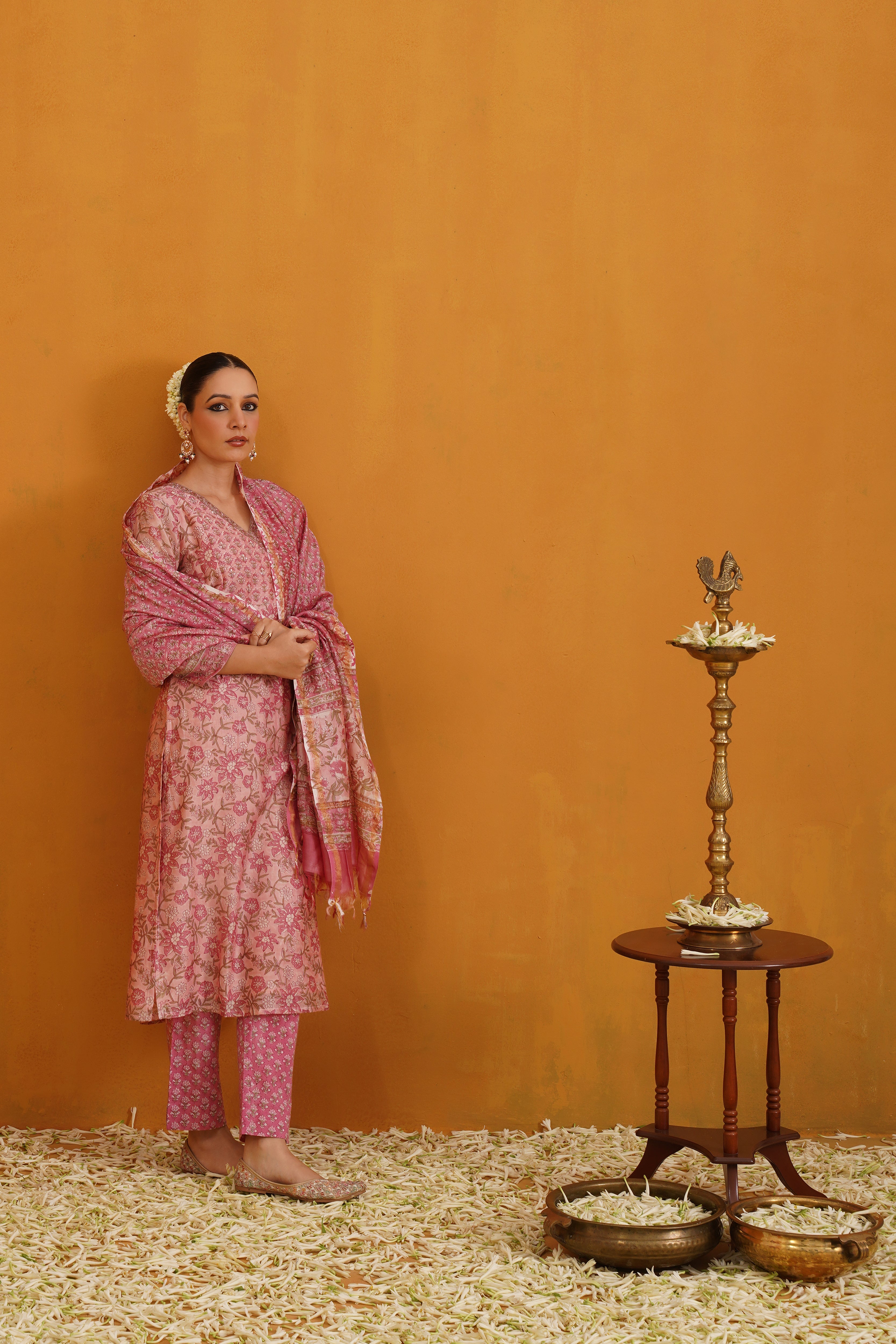 Pink Paloma Embroidered Chanderi Kurta Set of 3