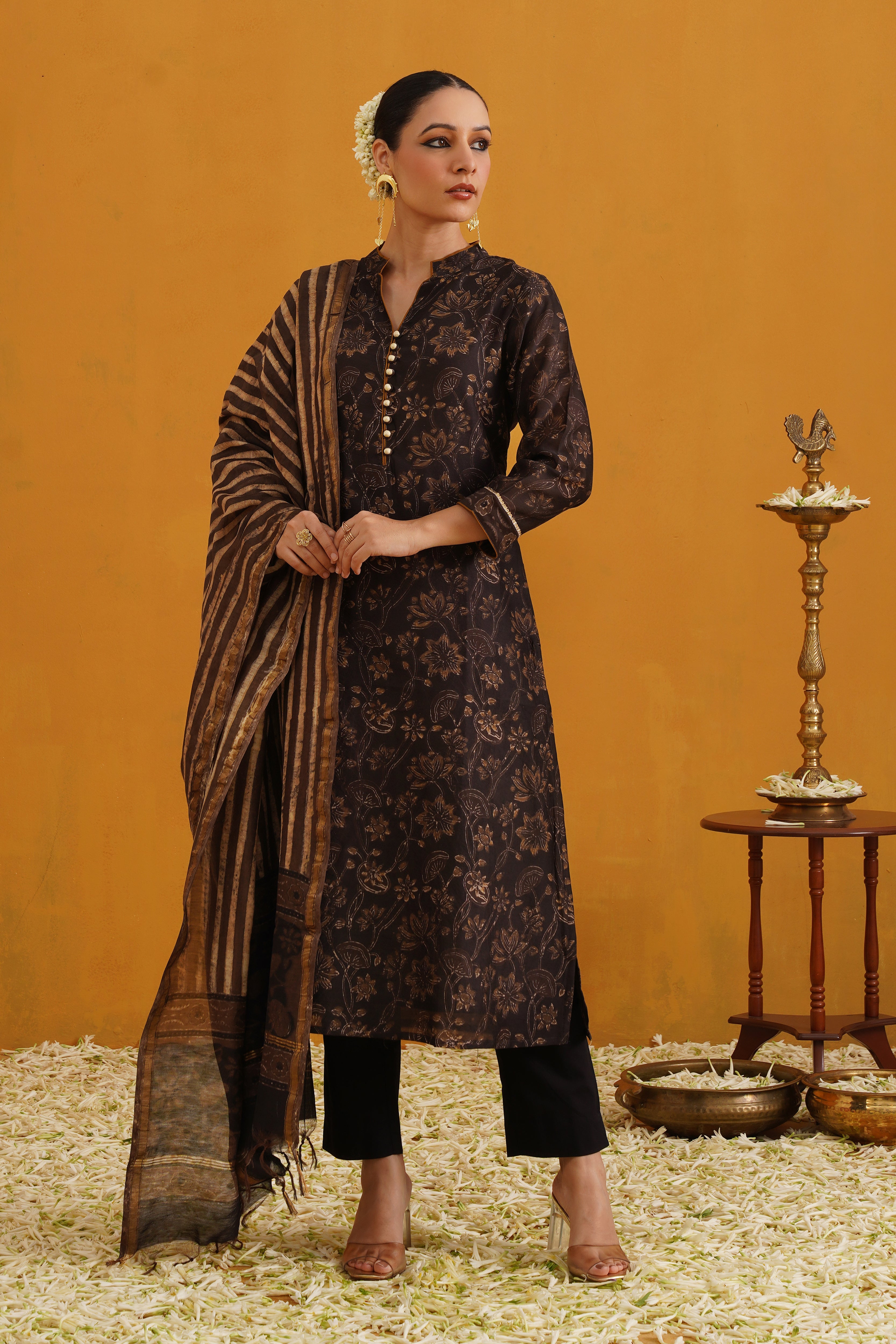 Black Betty Kalamkari Chanderi Kurta Set of 3