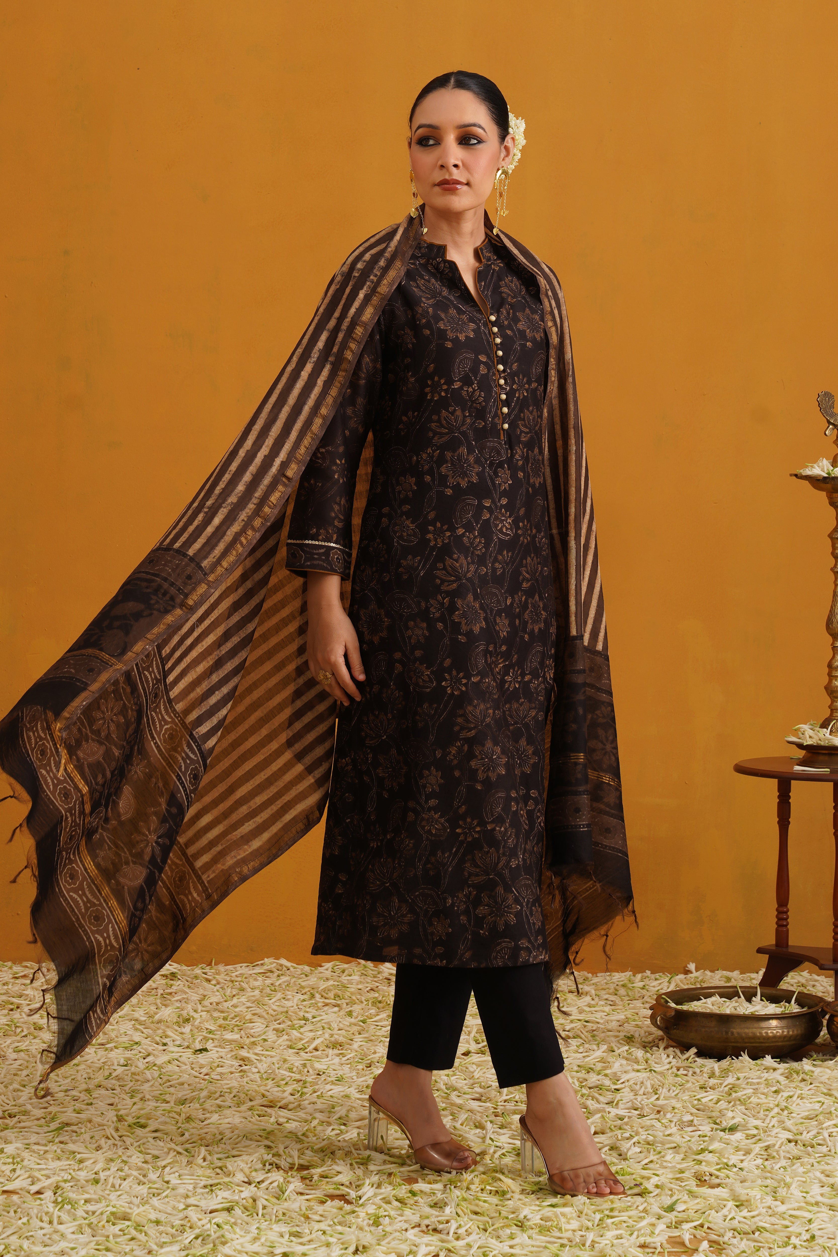 Black Betty Kalamkari Chanderi Kurta Set of 3