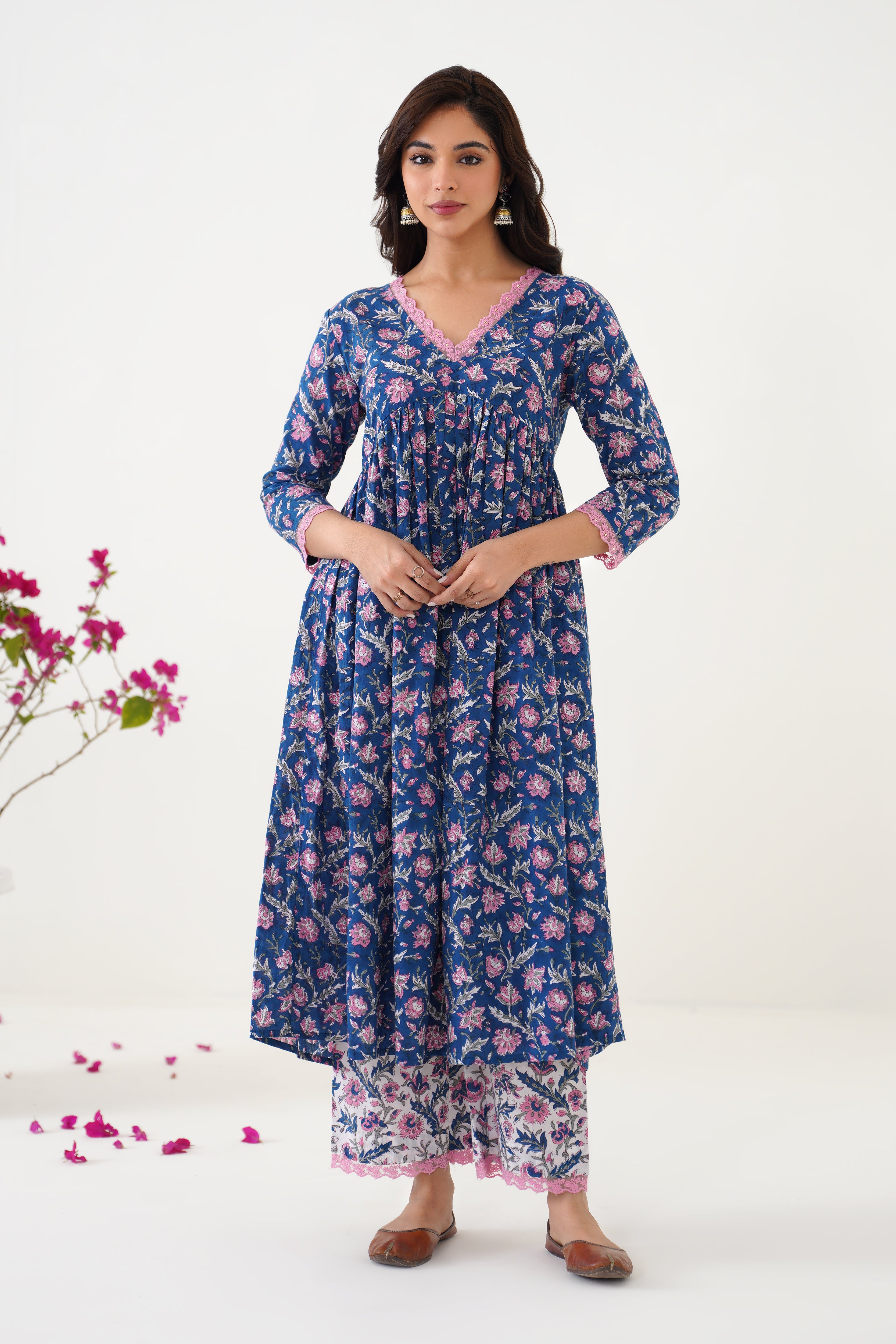 Blue Amyra Embroidered Kurta Set of 3