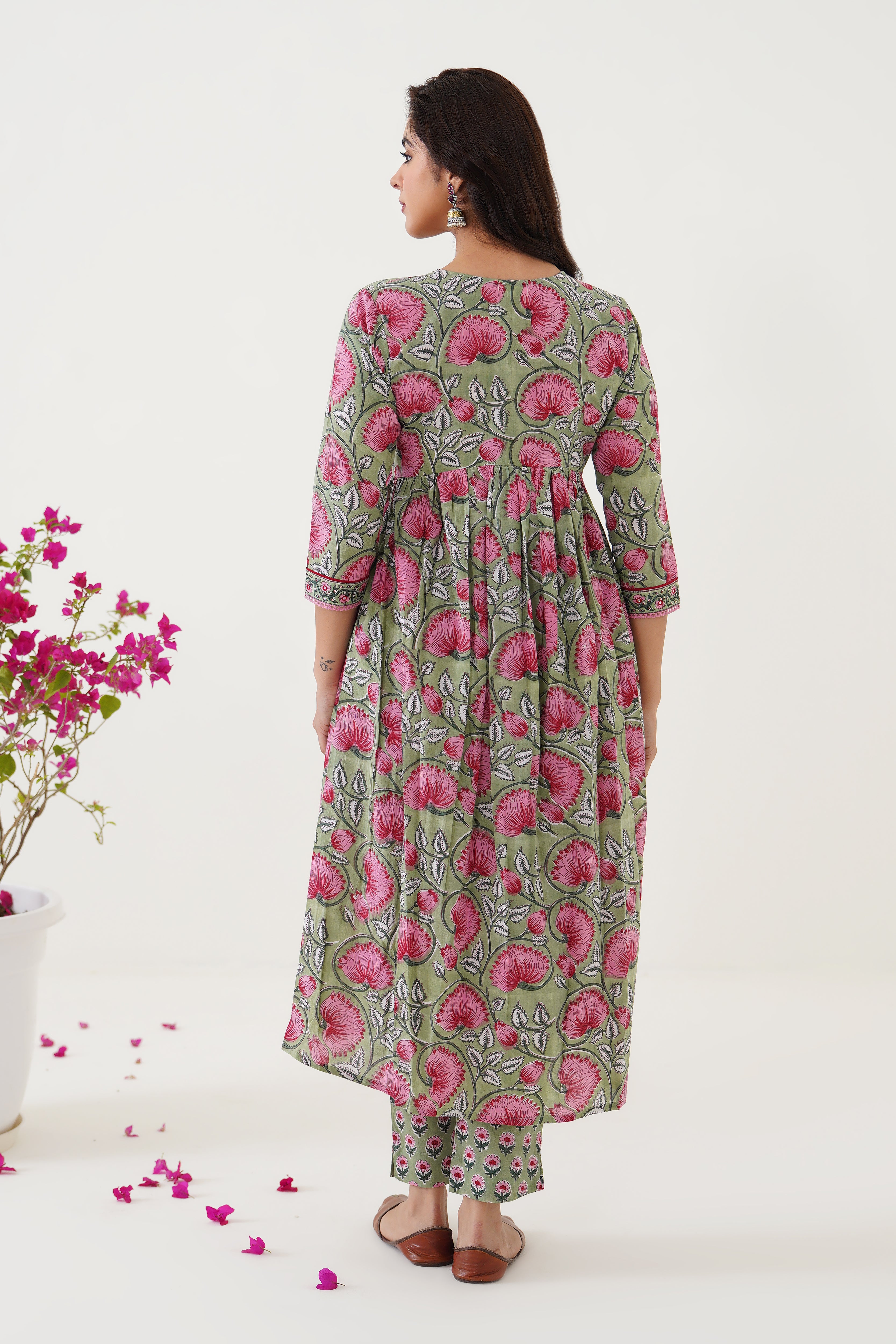 Green Gianna Embroidered Anarkali Set of 3