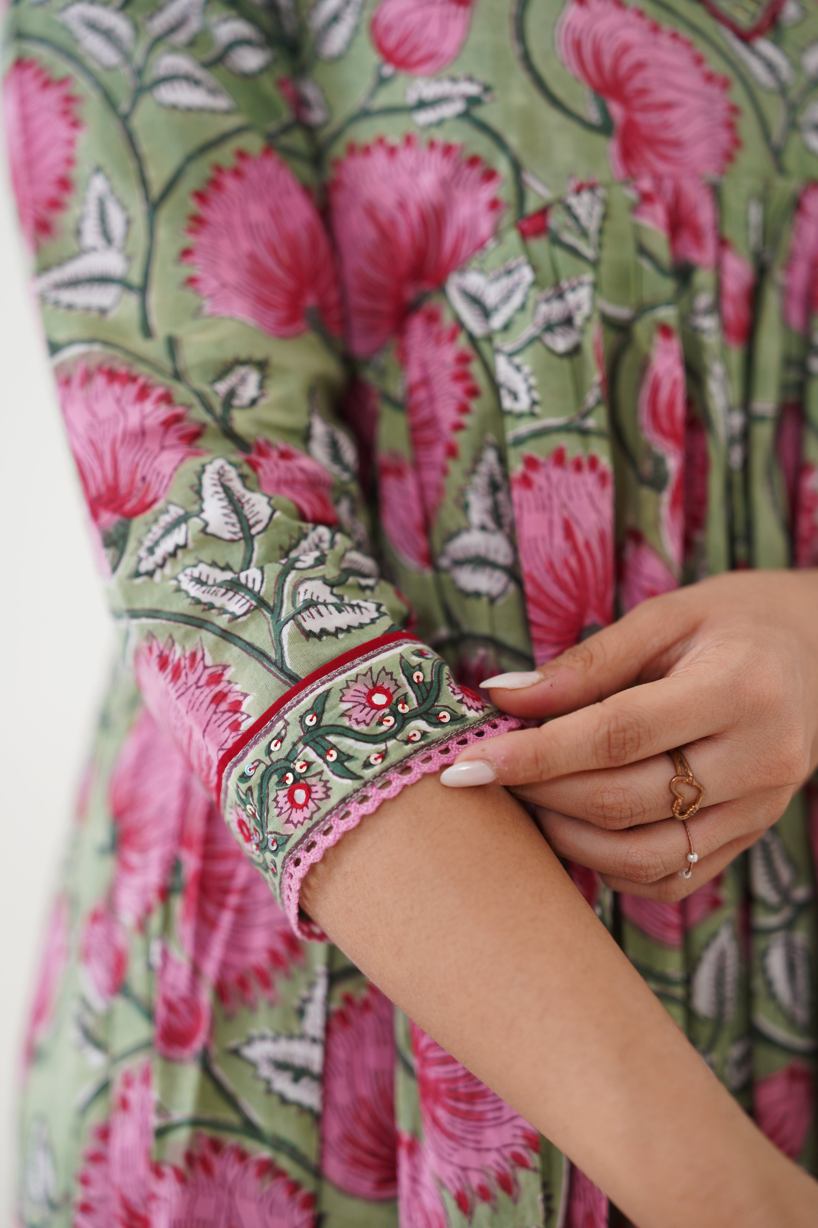 Green Gianna Embroidered Anarkali Set of 3