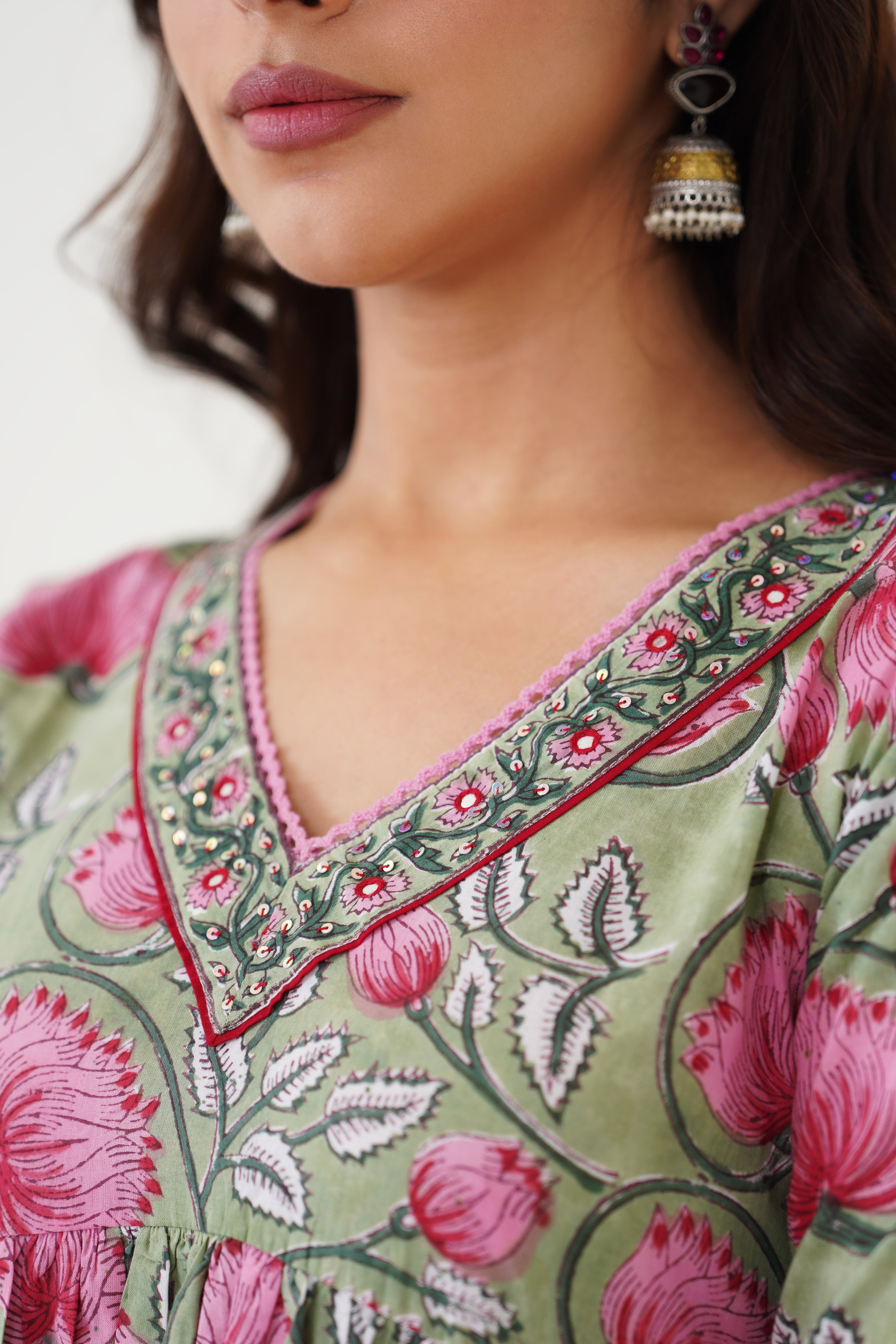 Green Gianna Embroidered Anarkali Set of 3