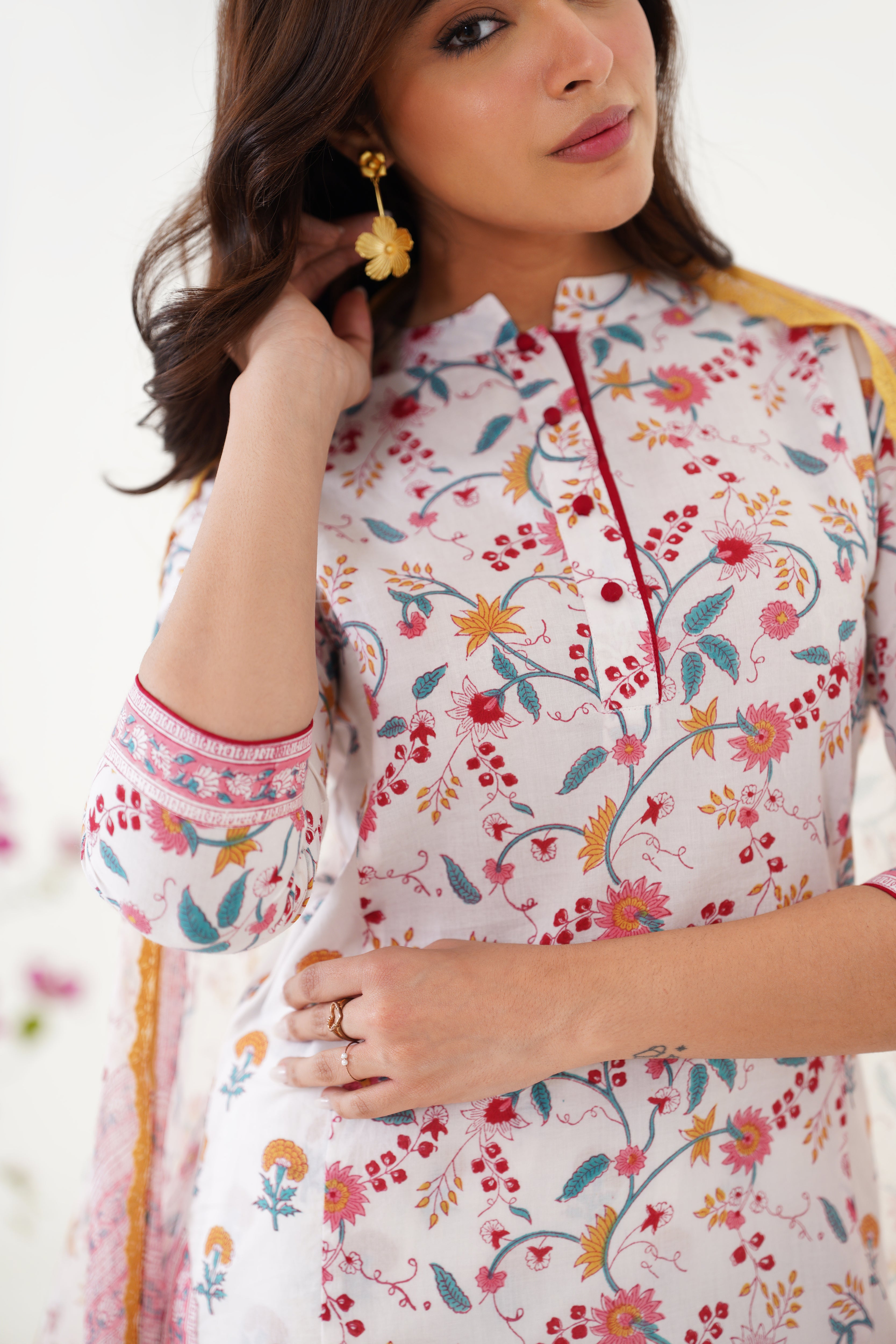 Yellow Mia Floral Kurta Set of 3