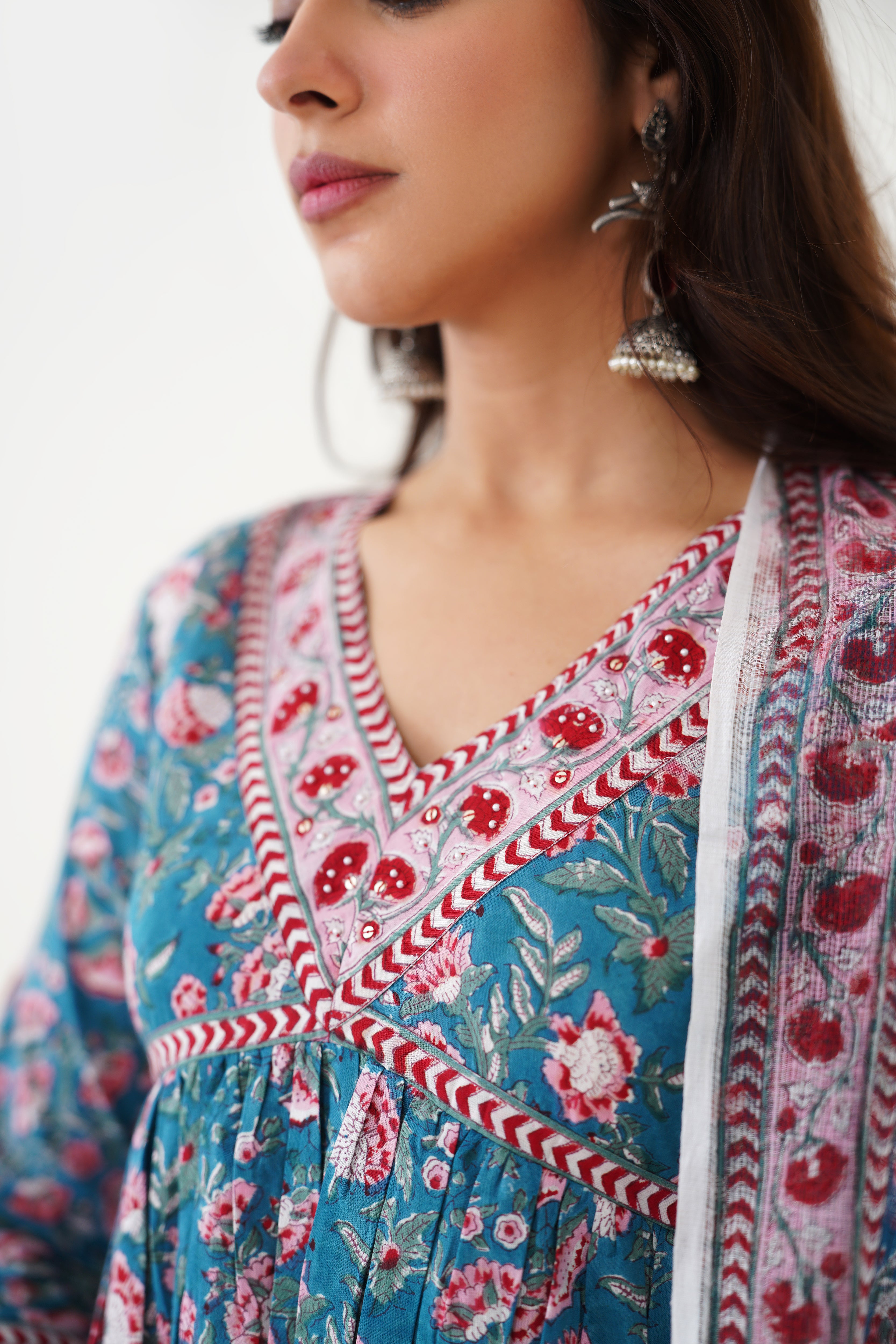 Blue Bianca Embroidered Kurta Set of 3