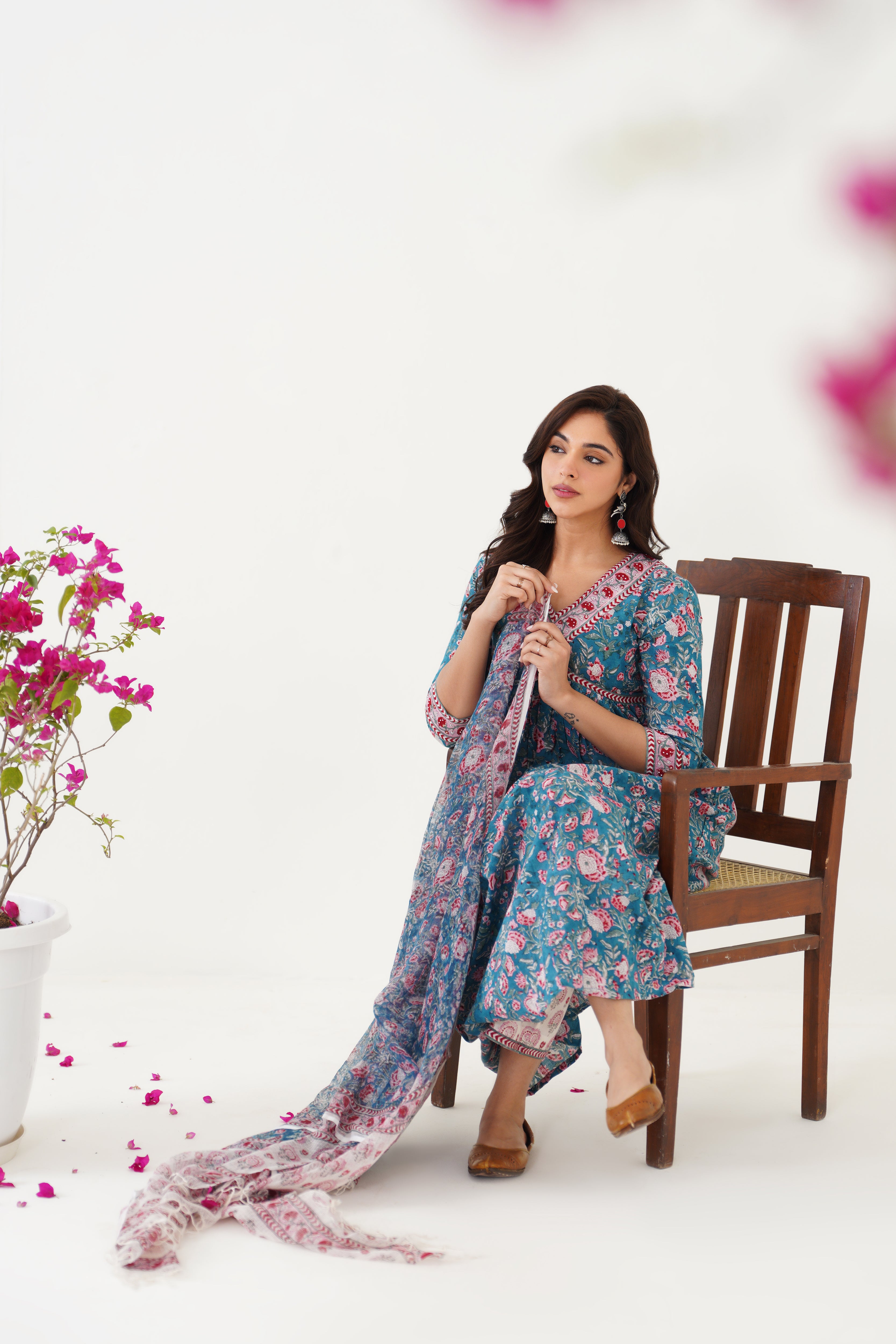 Blue Bianca Embroidered Kurta Set of 3