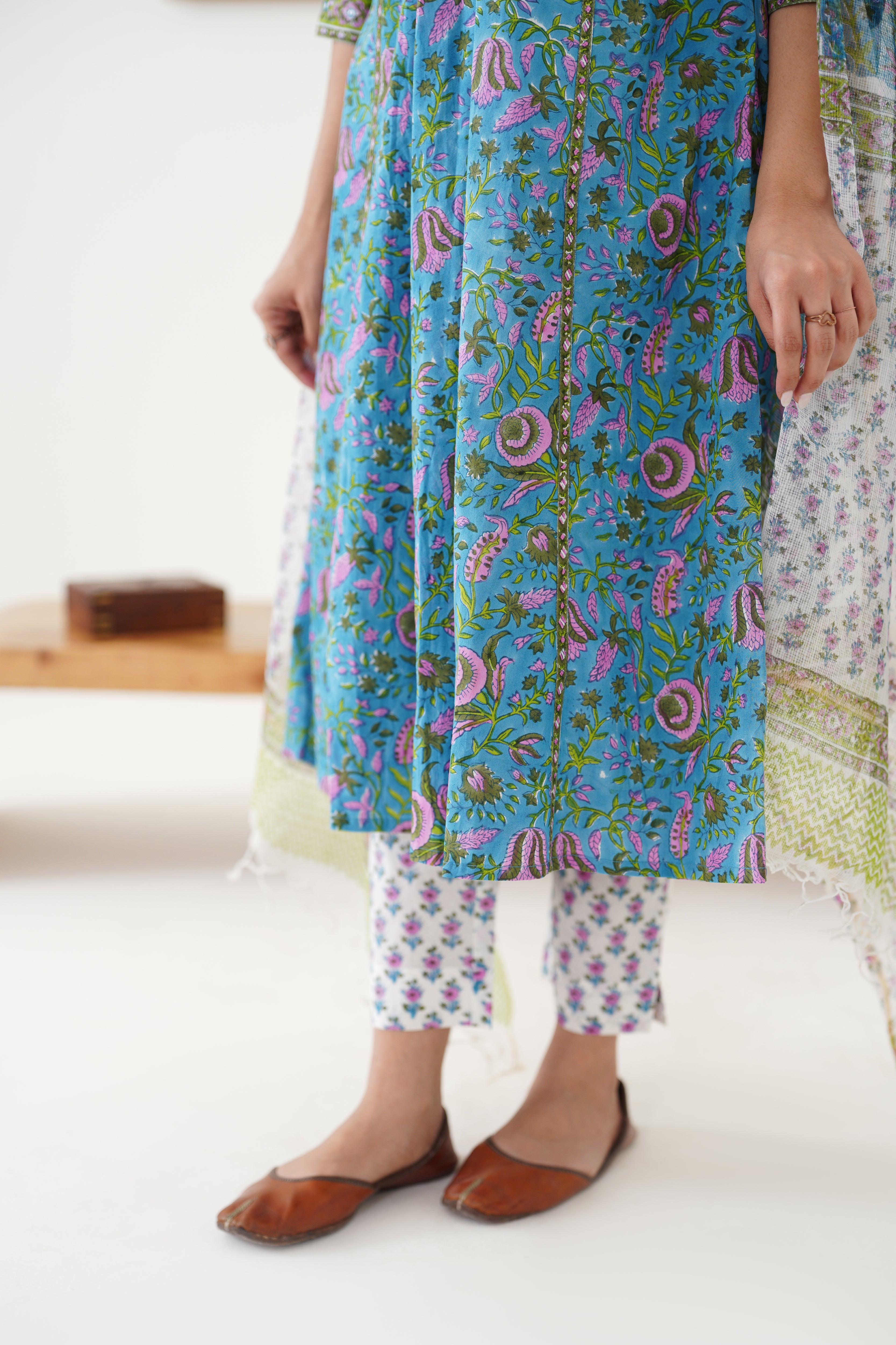 Blue Adeline Embroidered Kurta Set of 3