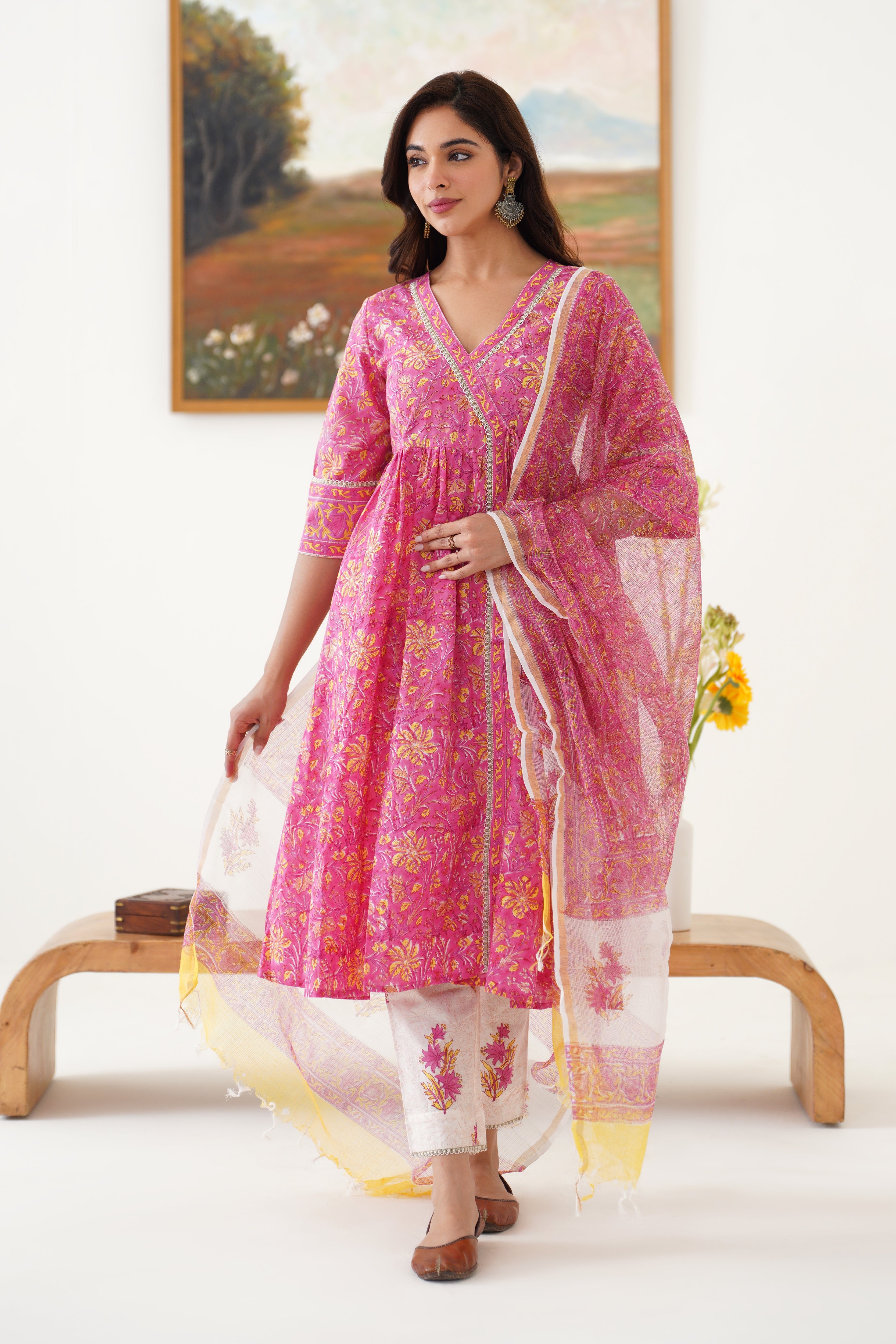 Pink Florence Anarkali Set of 3