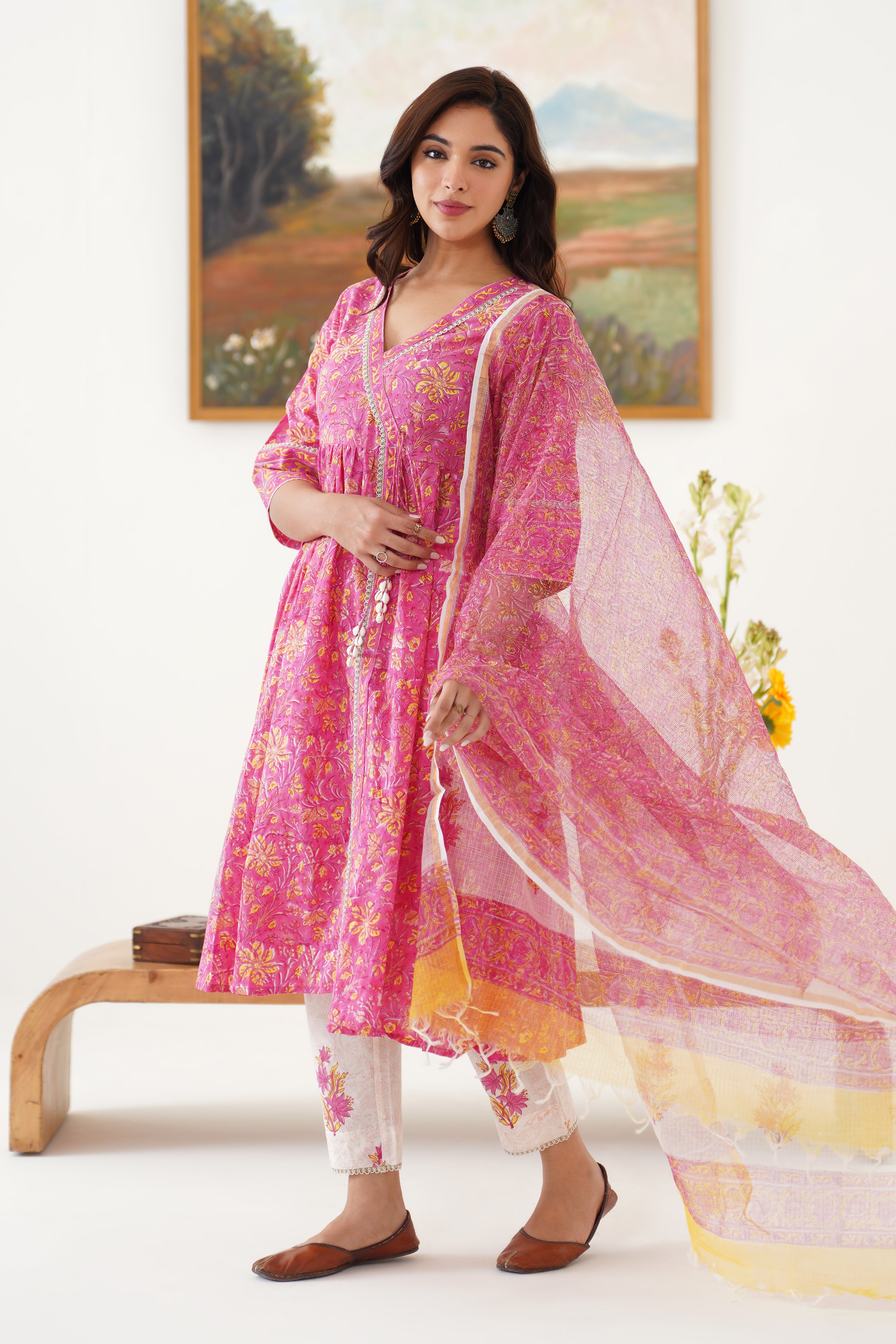 Pink Florence Anarkali Set of 3