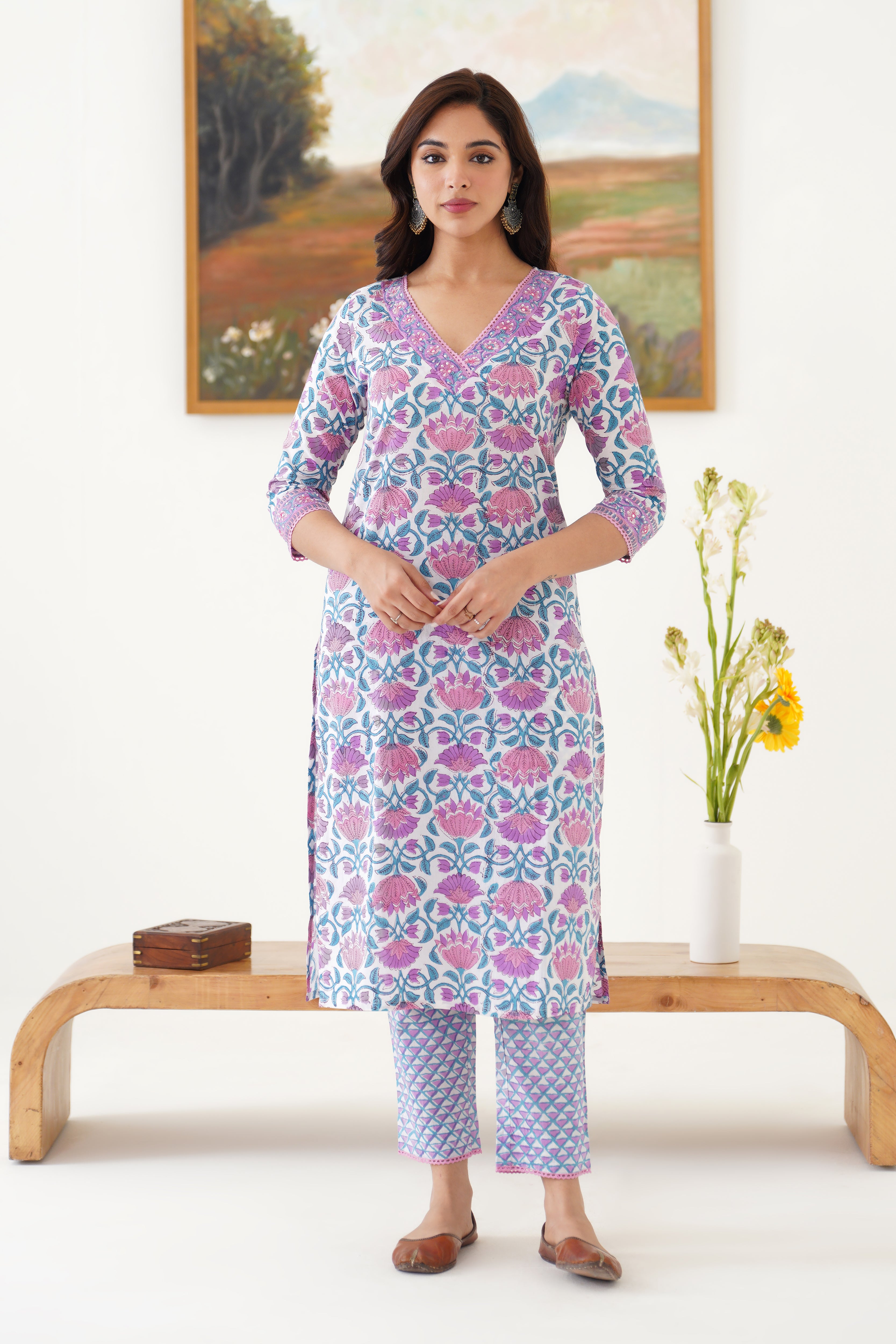Purple Aurelia Embroidered Kurta Set of 3