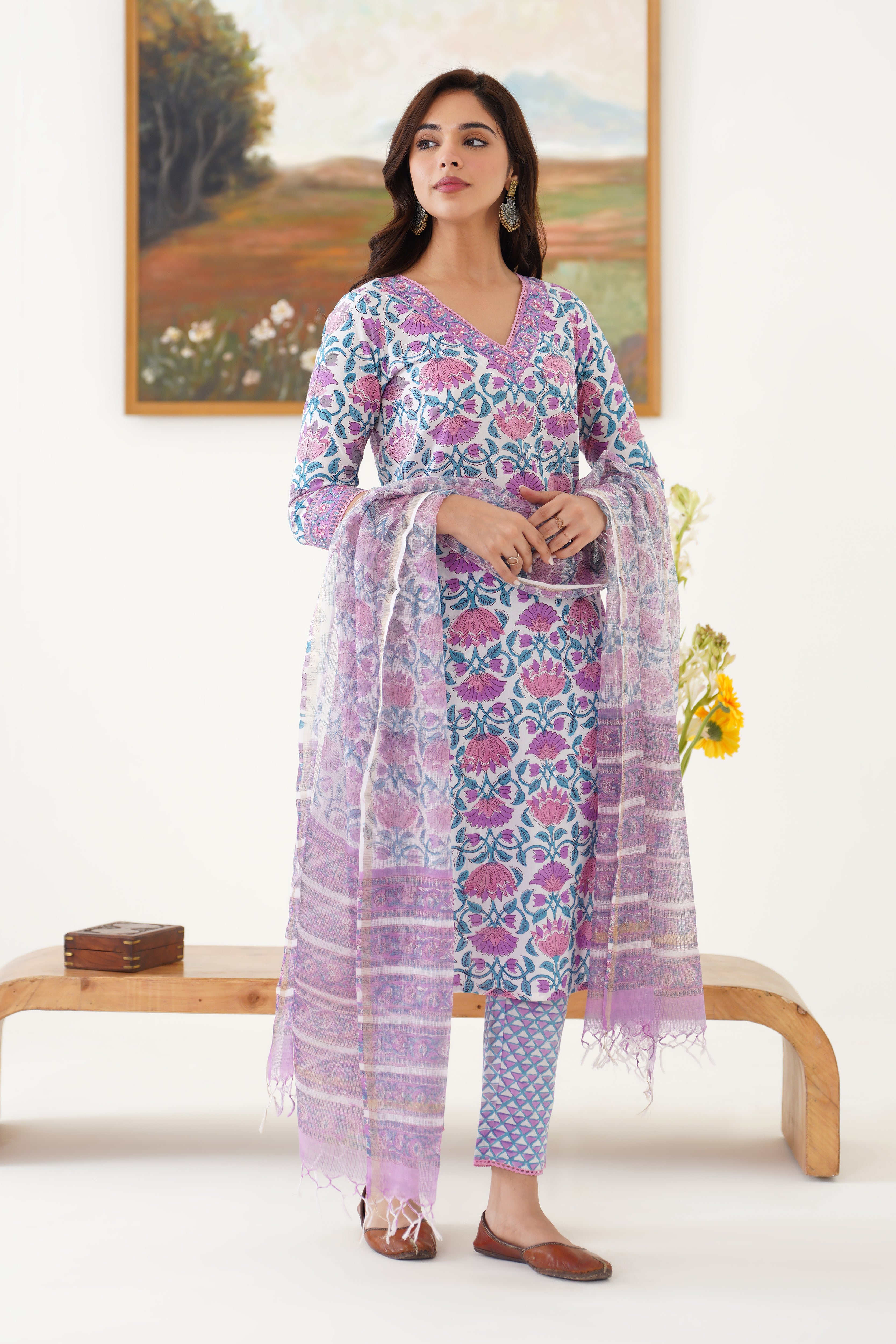 Purple Aurelia Embroidered Kurta Set of 3