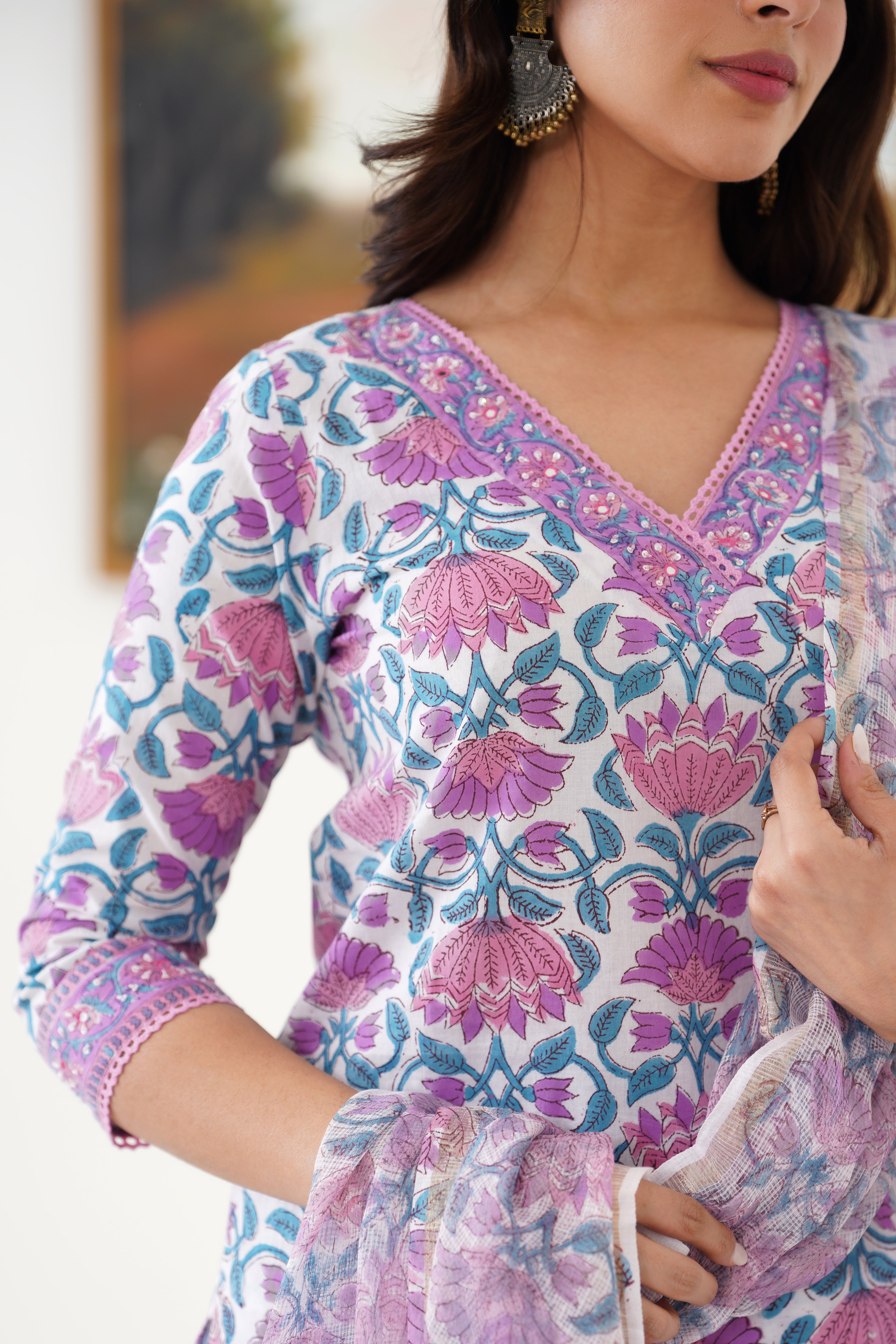 Purple Aurelia Embroidered Kurta Set of 3