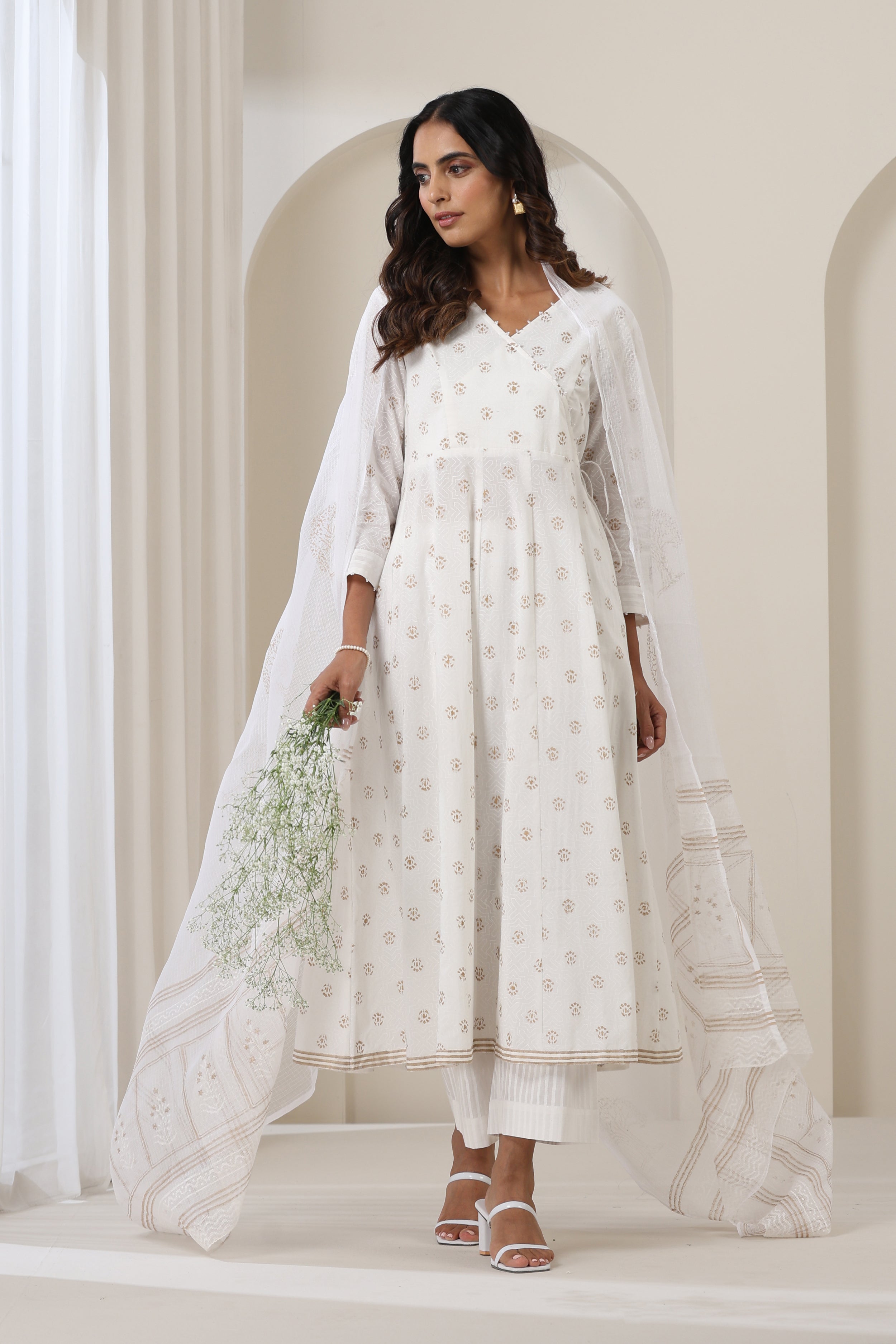 Stardust White Anarkali Set of 3