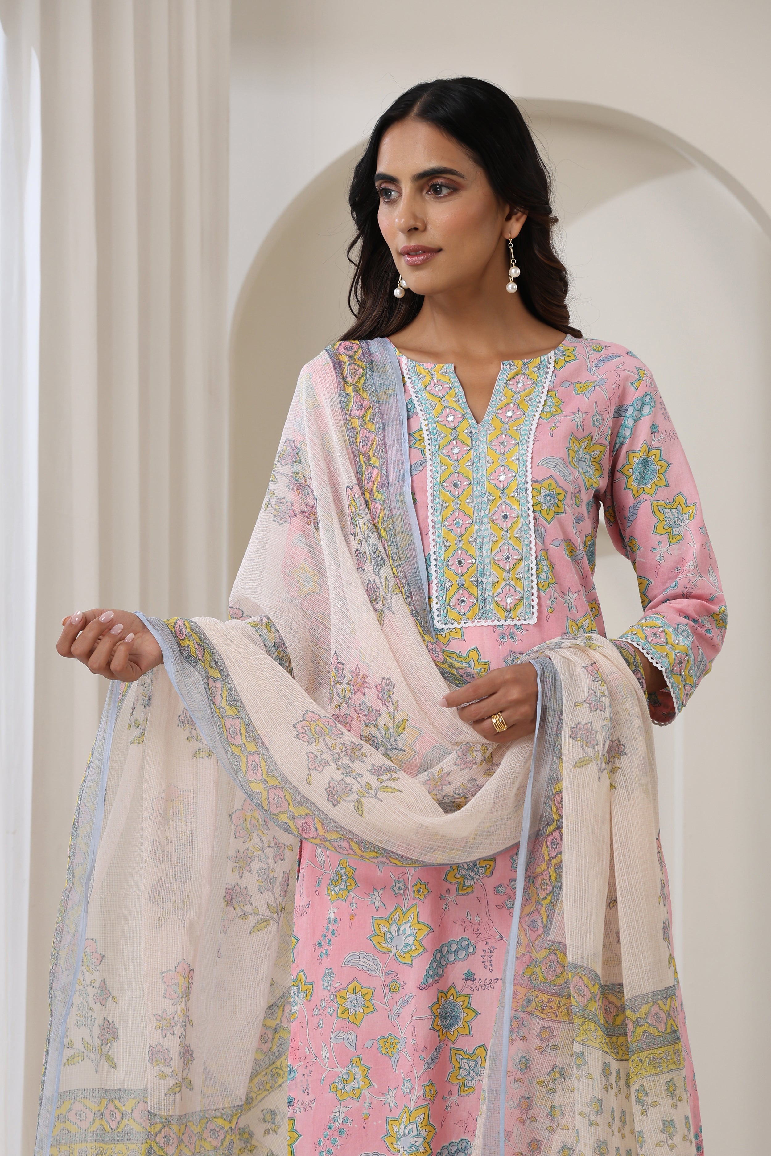Pink Orchid Embroidered Kurta Set of 3