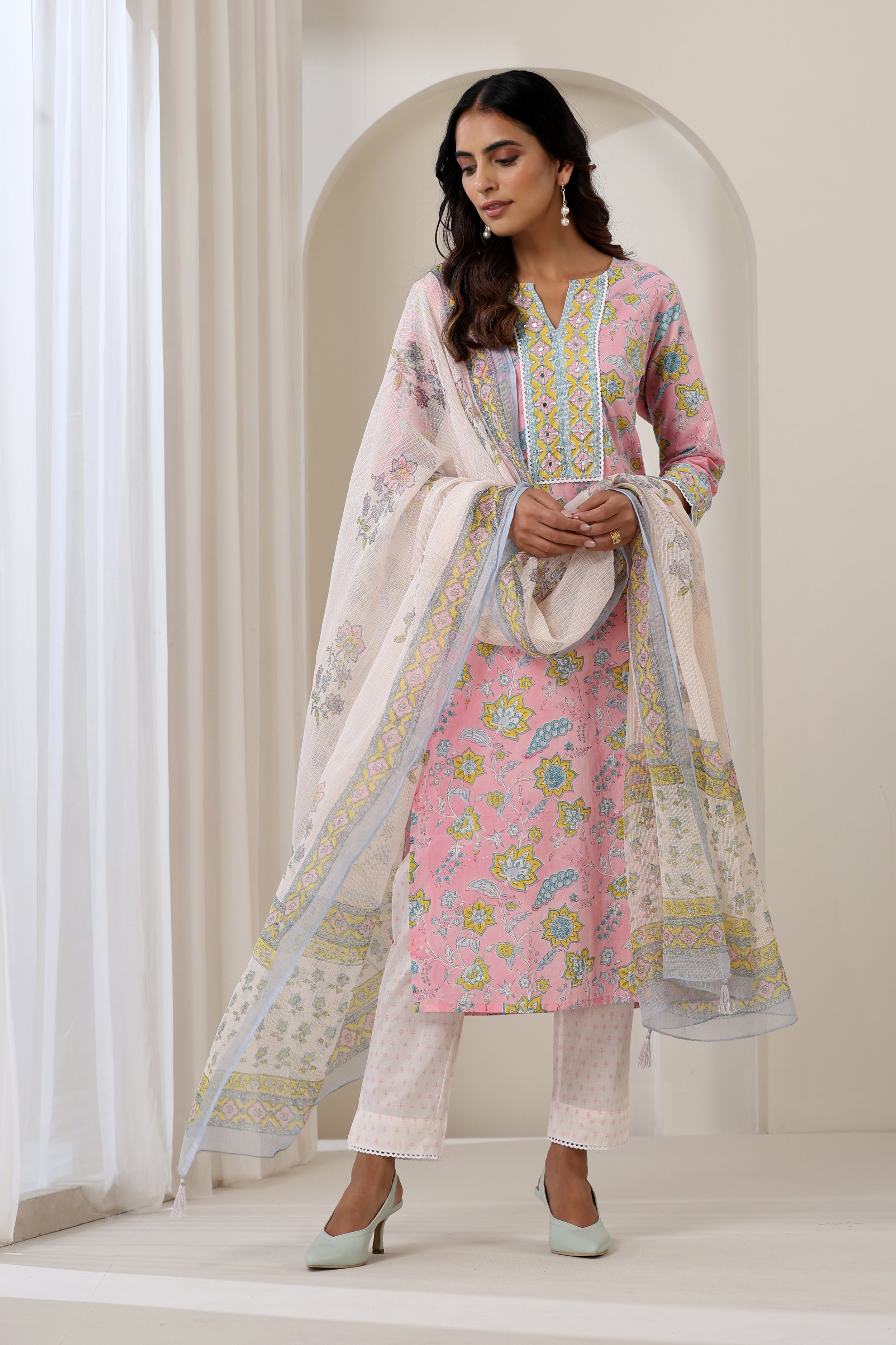 Pink Orchid Embroidered Kurta Set of 3