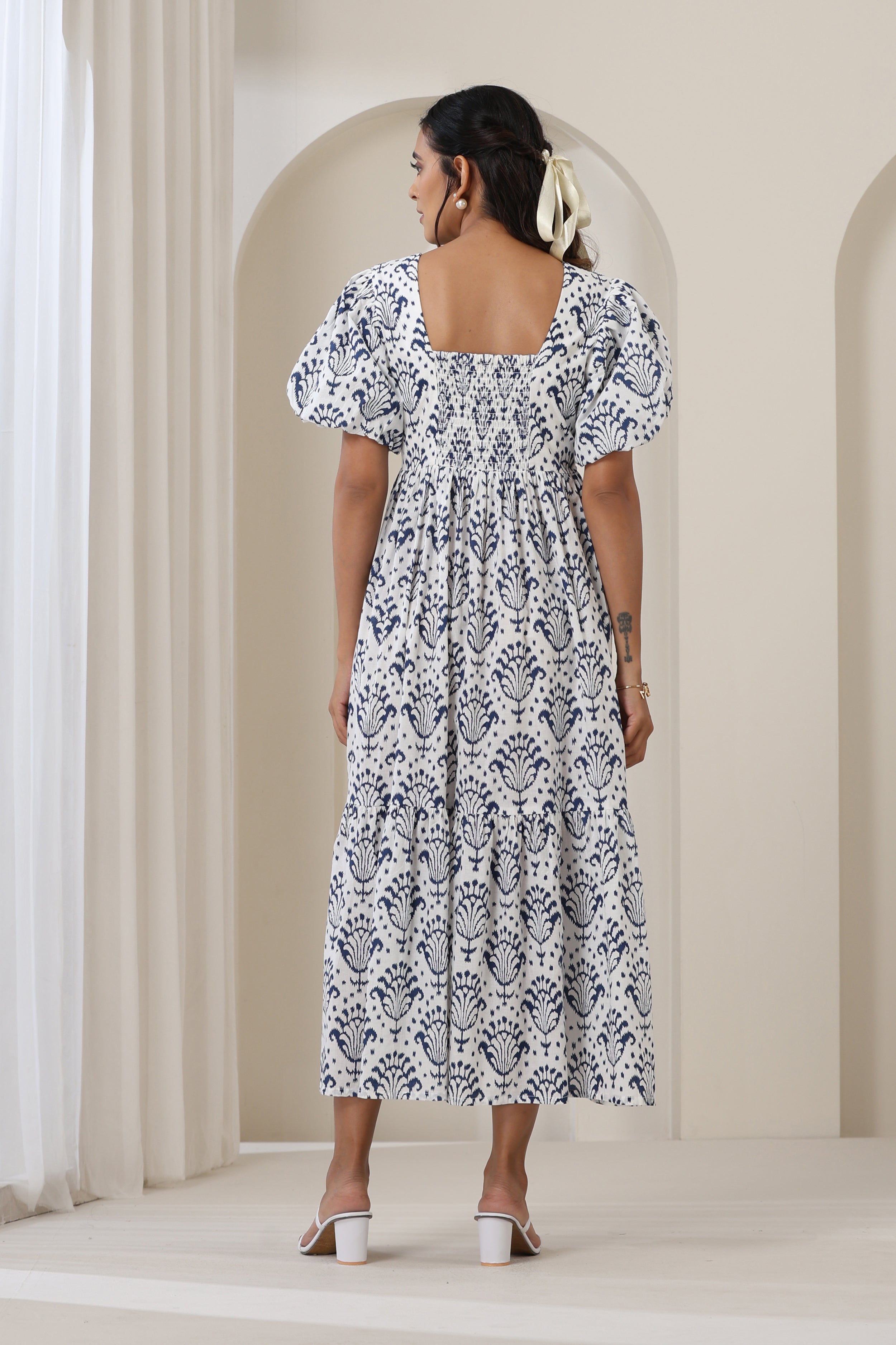 Charlotte White Tiered dress