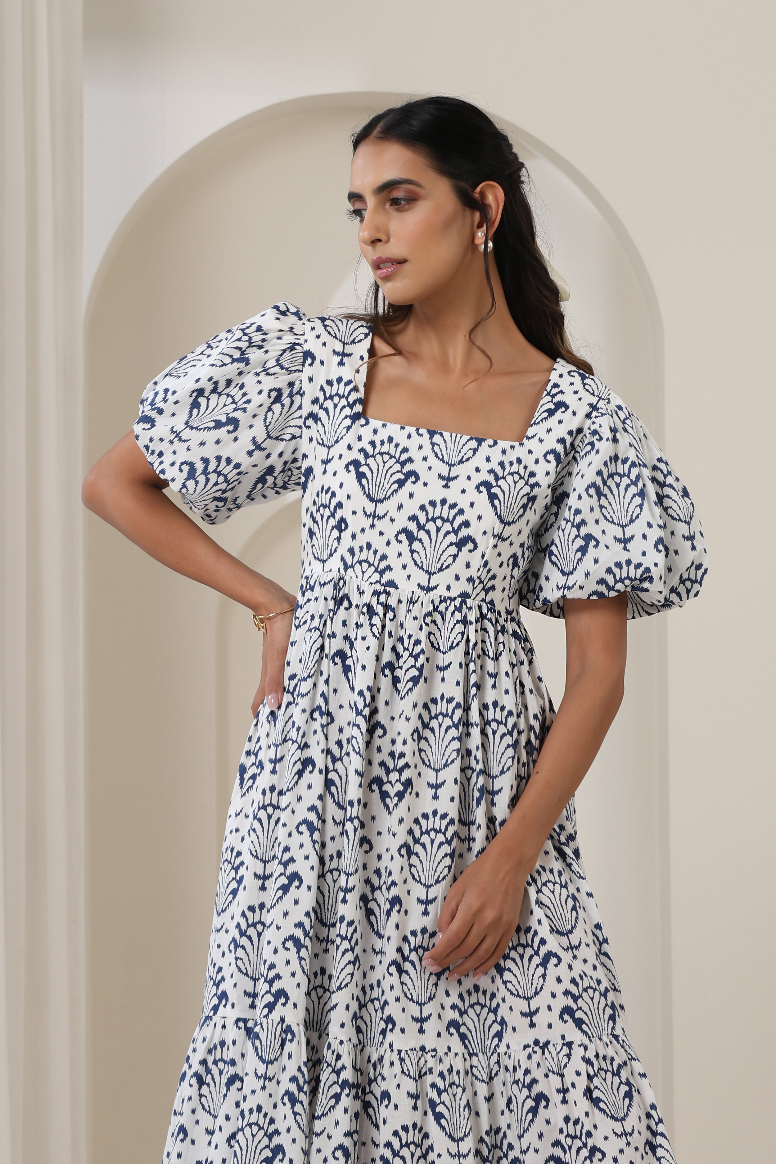 Charlotte White Tiered dress