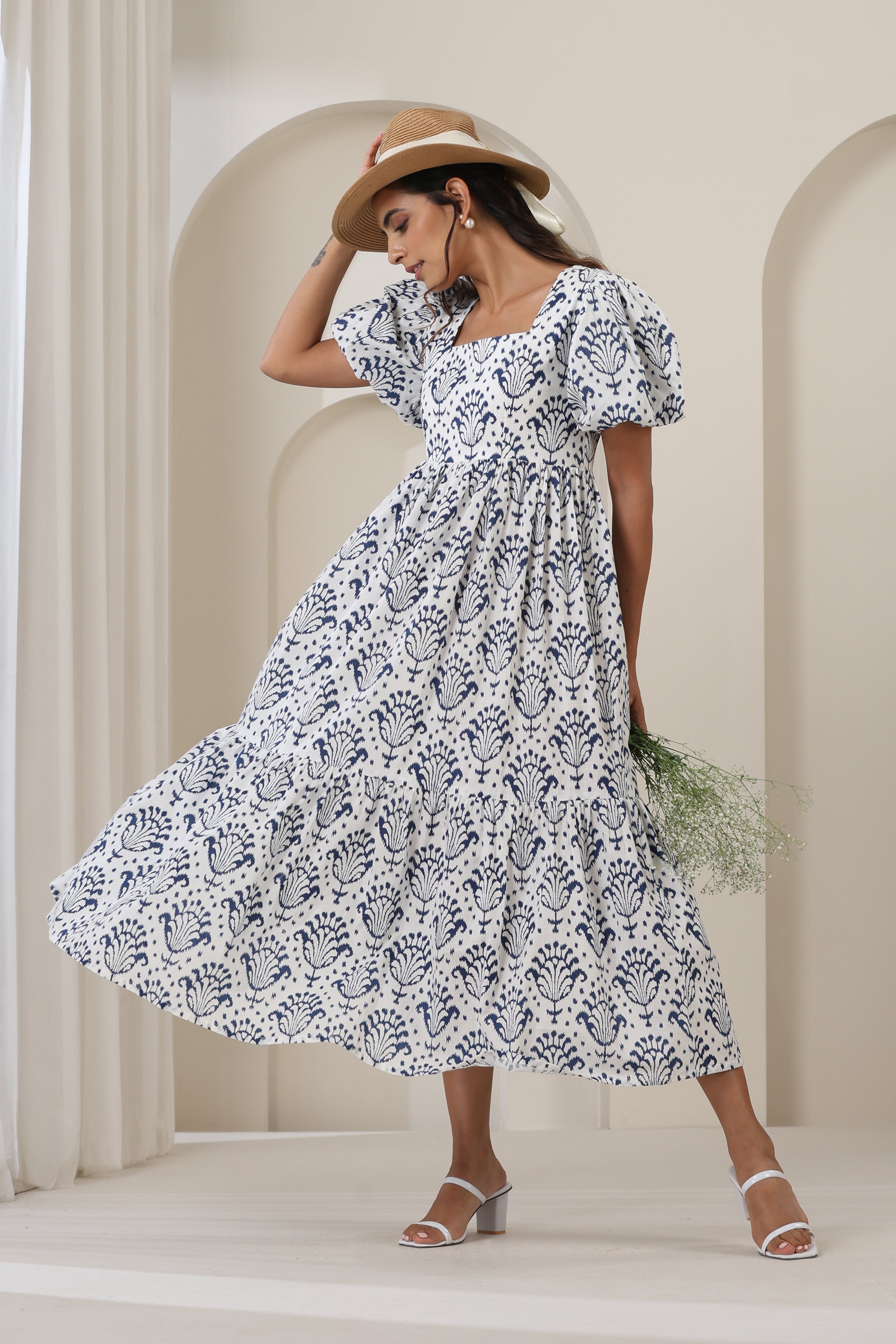 Charlotte White Tiered dress