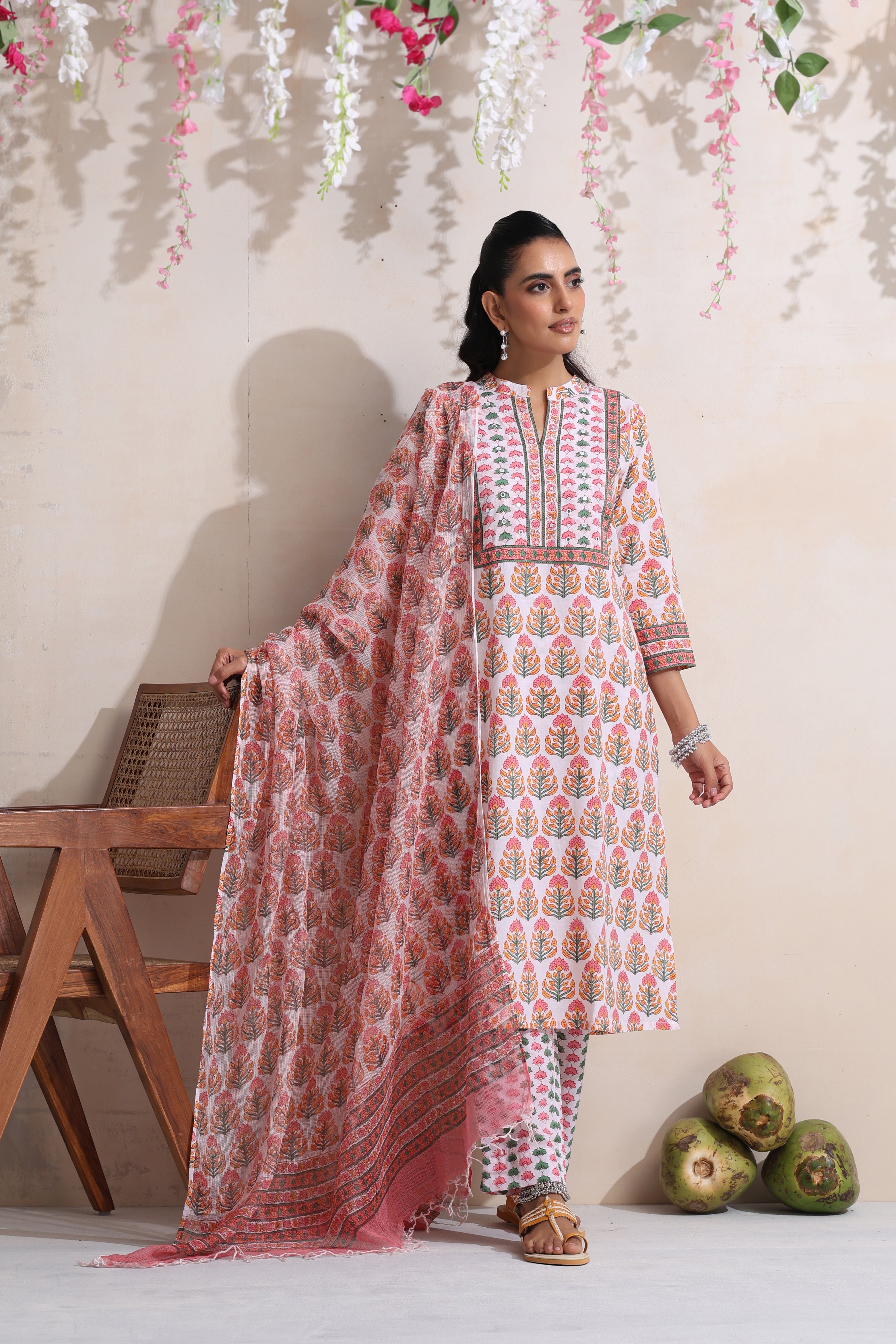 White Willow Embroidered Kurta Set of 3