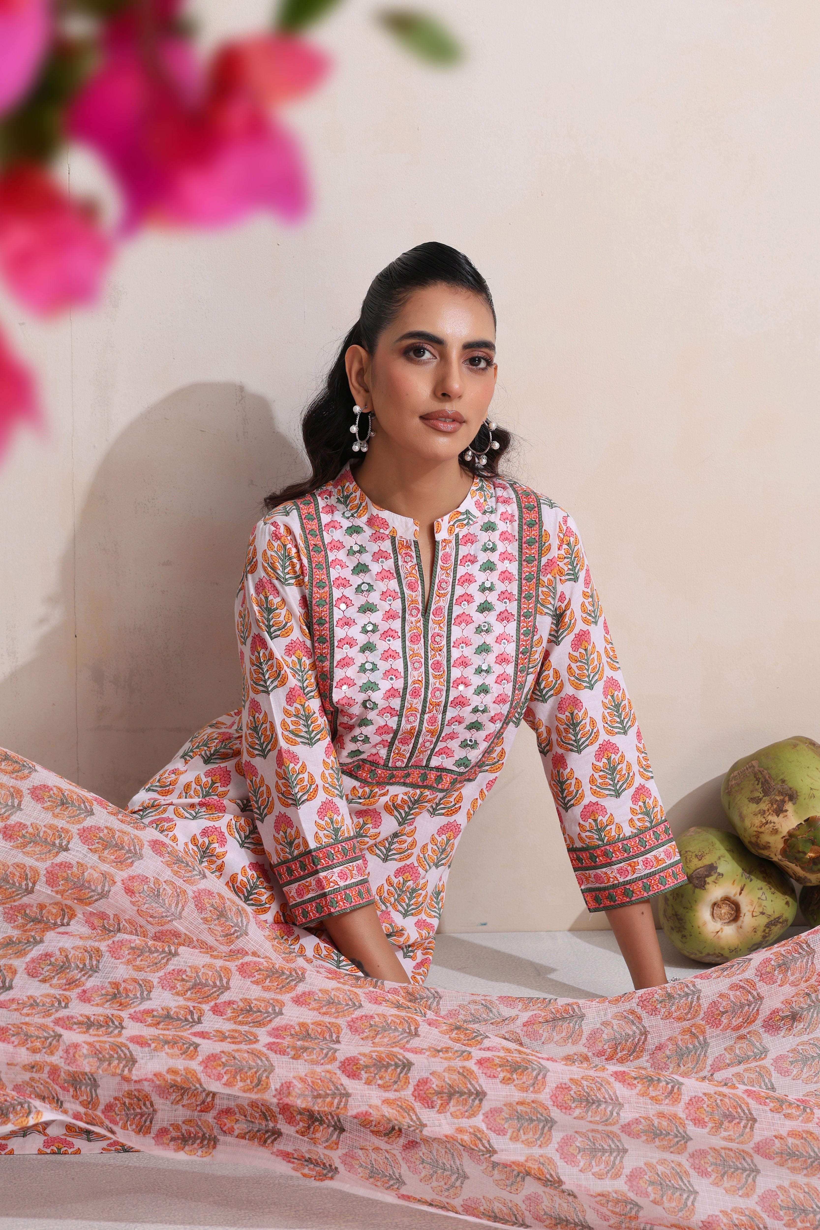 White Willow Embroidered Kurta Set of 3