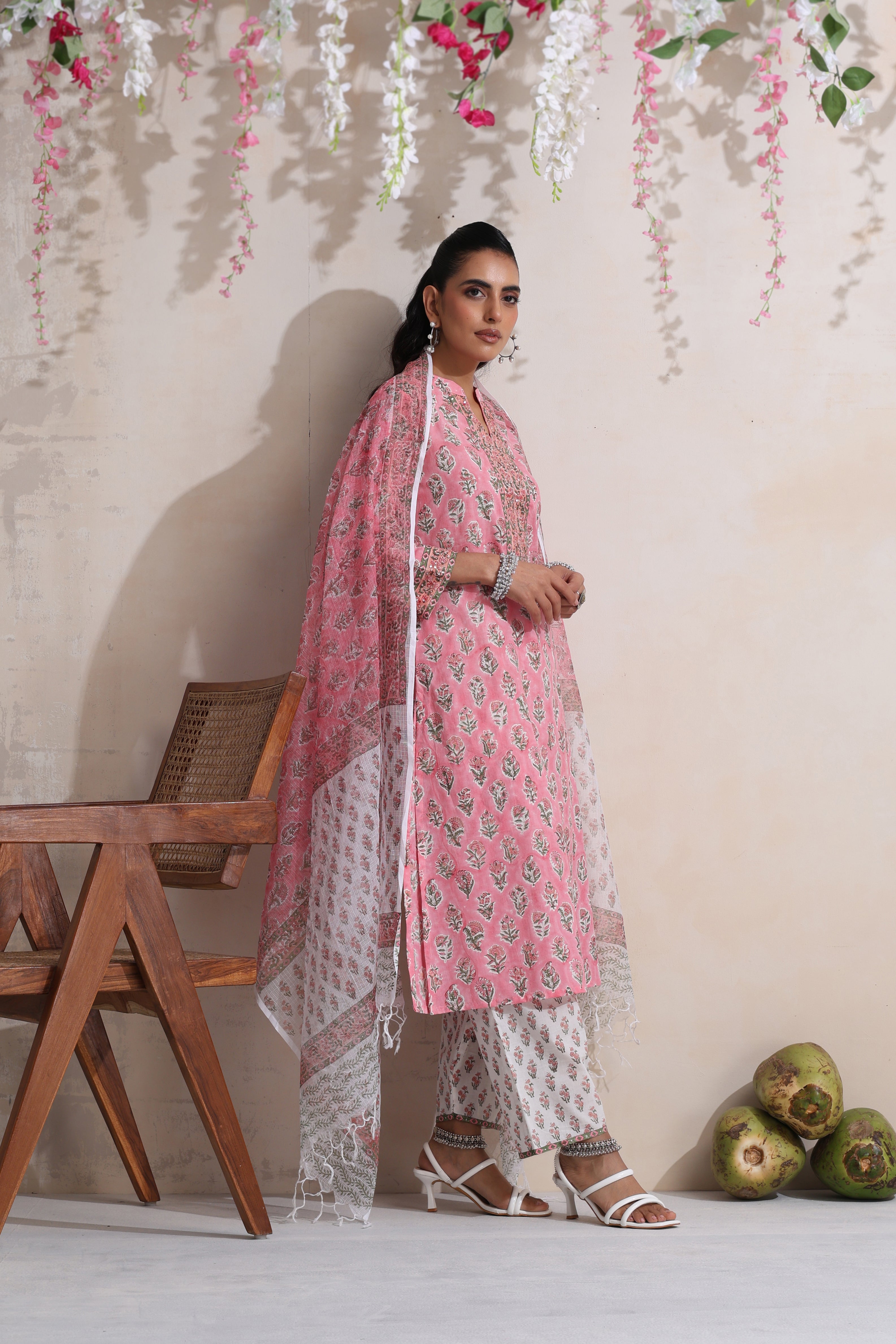 Pink Magnolia Embroidered Kurta Set of 3