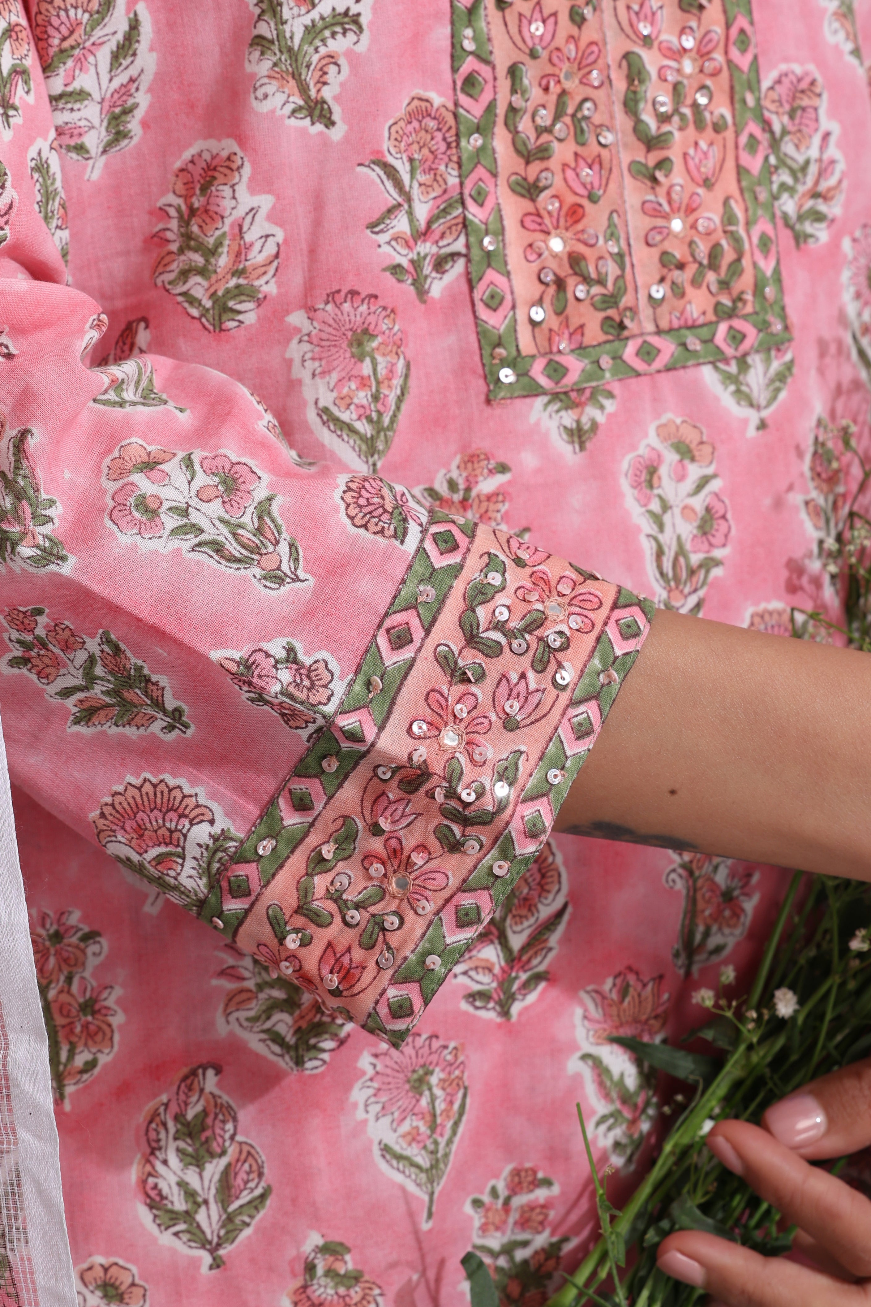 Pink Magnolia Embroidered Kurta Set of 3