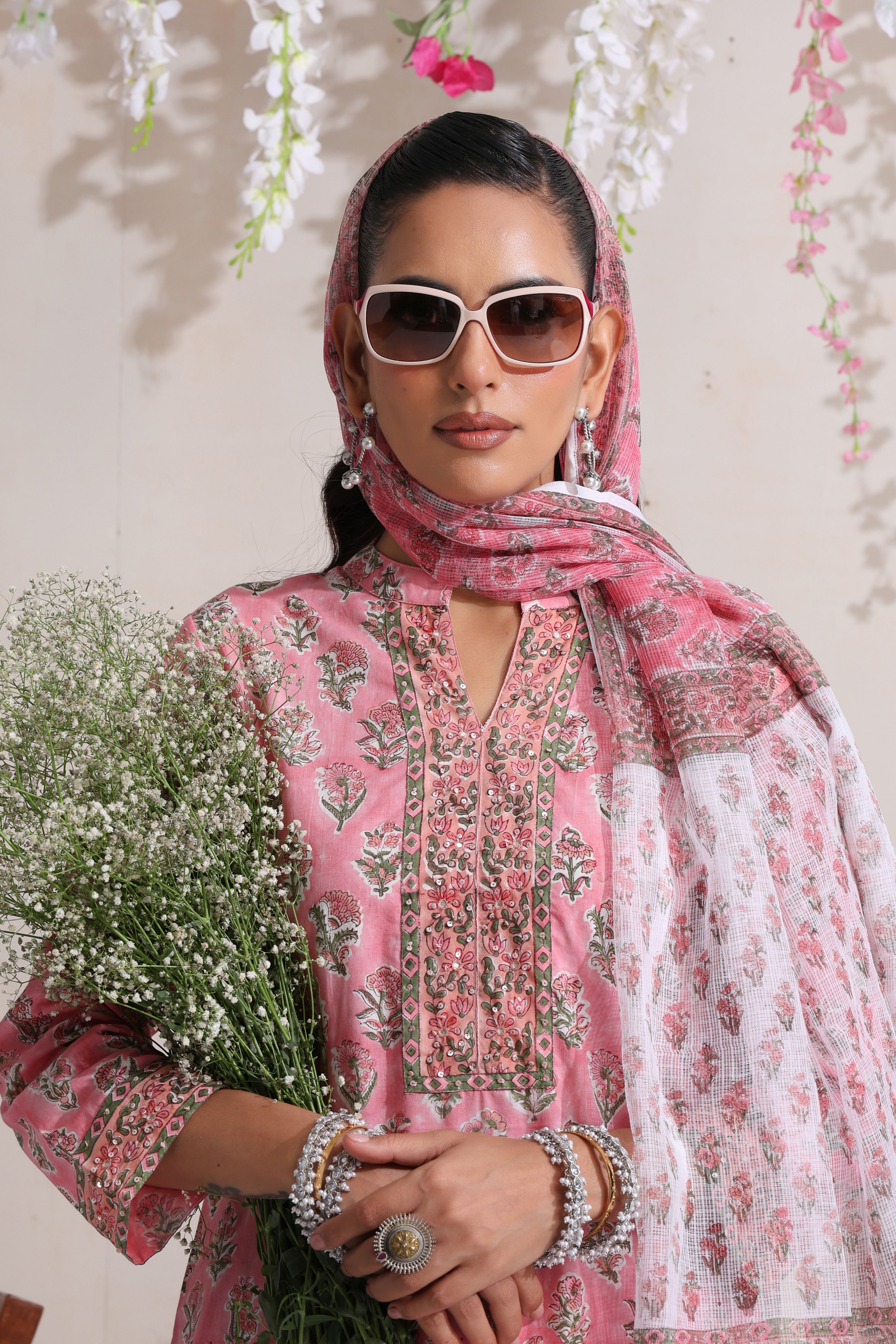 Pink Magnolia Embroidered Kurta Set of 3